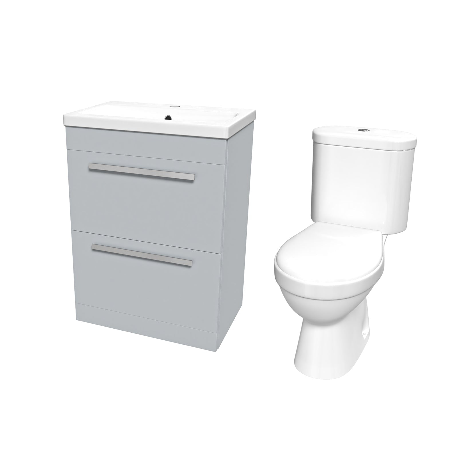 Nanuya 600mm Matte Grey 2 Drawers Vanity With Basin & Toilet Pan