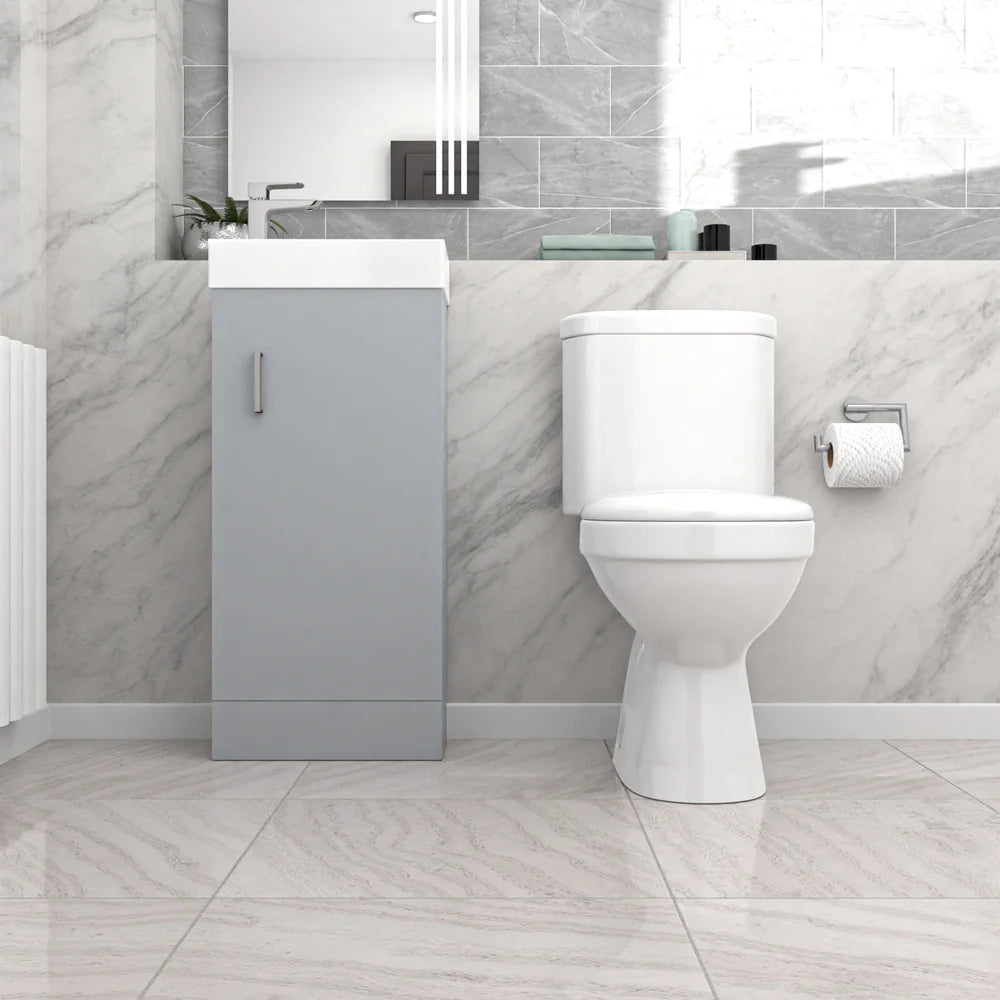 Nanuya Matte Grey 400mm Basin Sink Vanity Unit and WC Toilet Pan