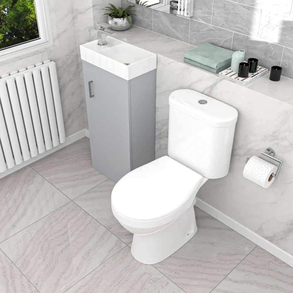 Nanuya Matte Grey 400mm Basin Sink Vanity Unit and WC Toilet Pan
