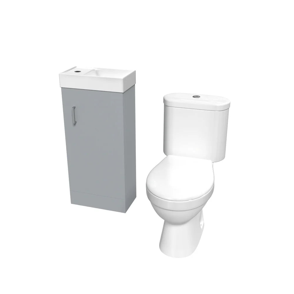 Nanuya Matte Grey 400mm Basin Sink Vanity Unit and WC Toilet Pan