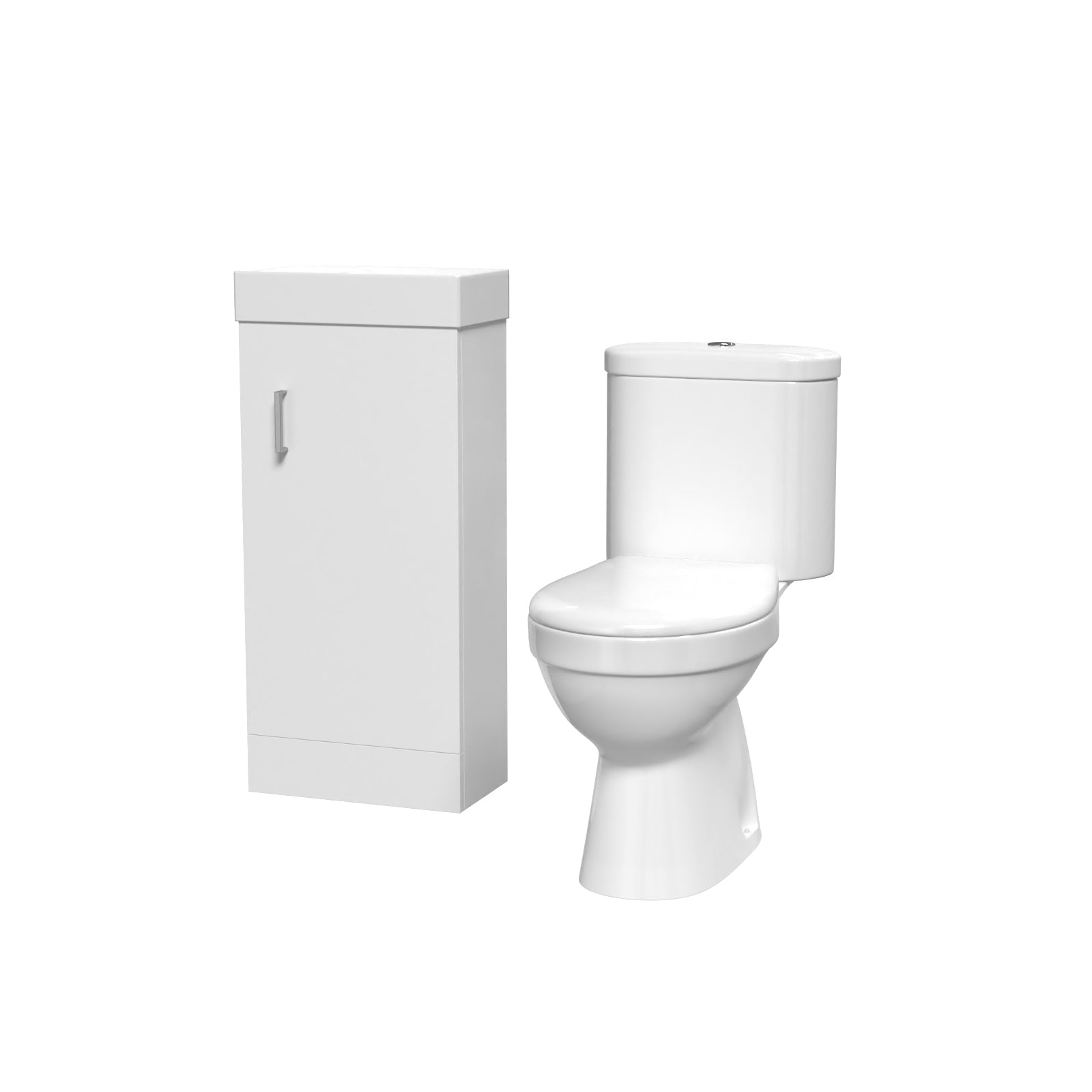 Nanuya White 400mm Basin Sink Vanity Unit and WC Toilet Set