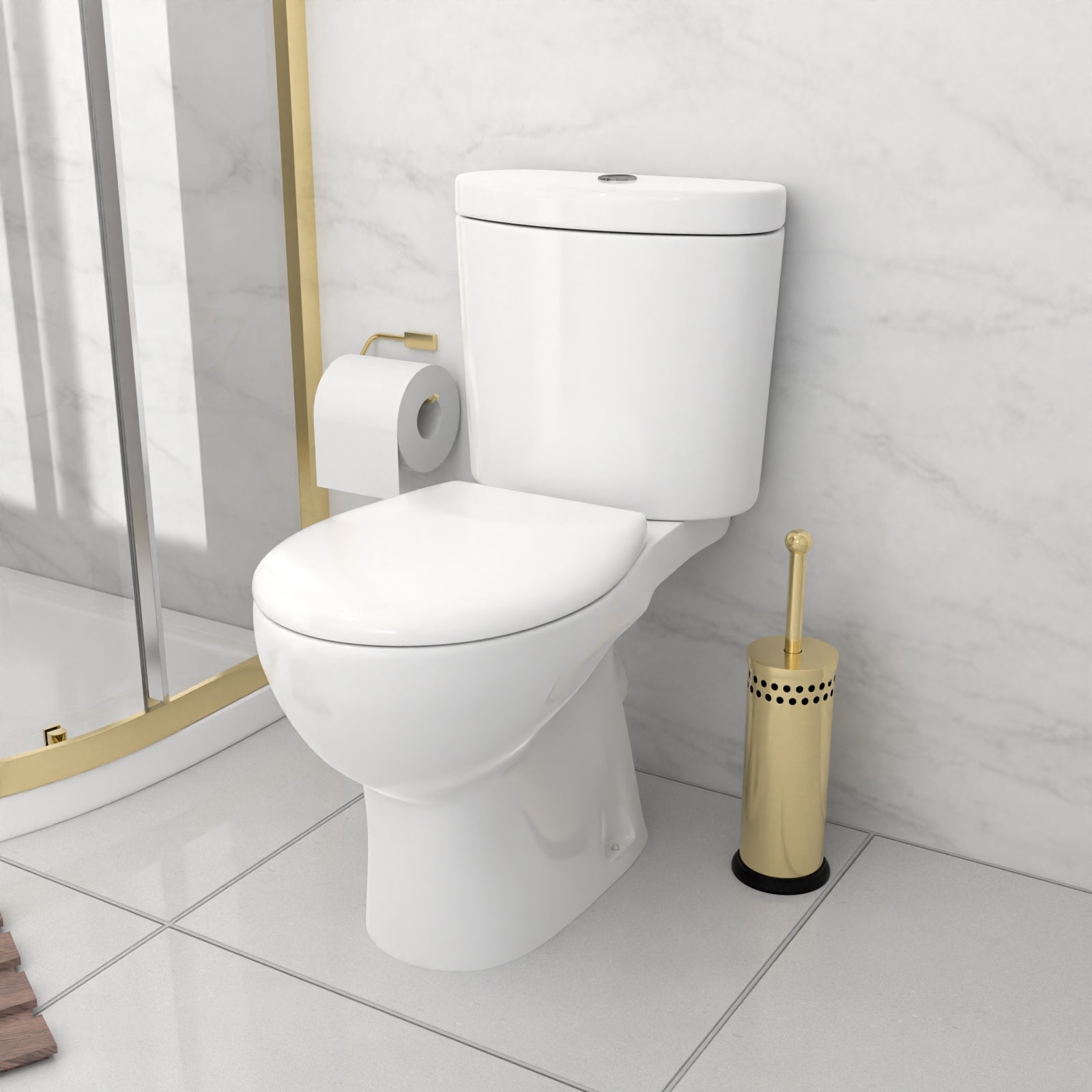 Ellen Toilet Vanity 900mm Brushed Brass Quadrant Shower Enclosure Tray Set