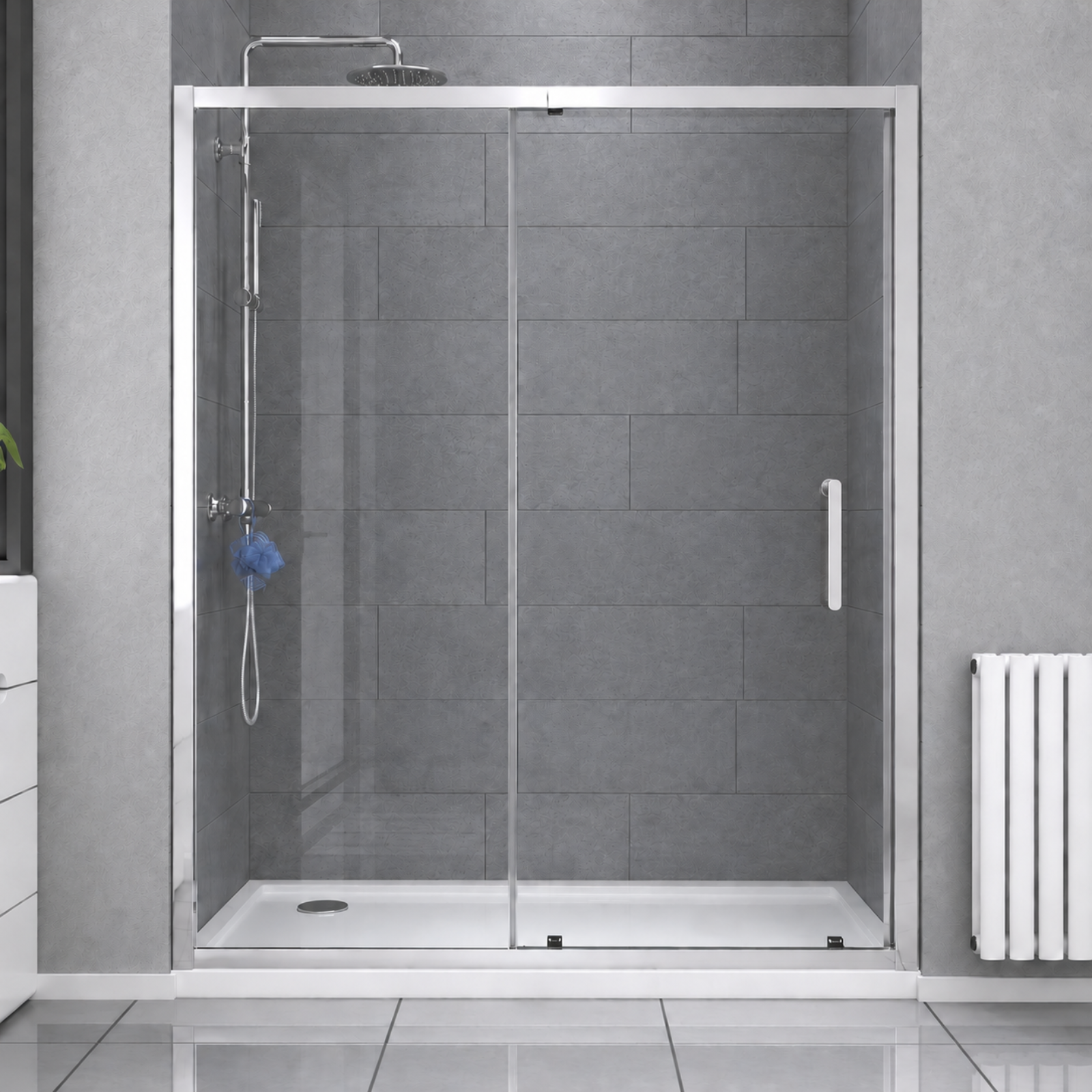 Kartell K-VIT KV8 1400mm Sliding Shower Door 8mm Clear Tempered Glass - EIGHT1400SD
