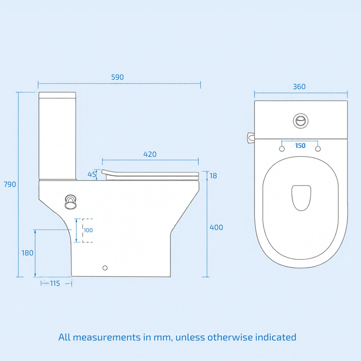 Round Rimless Open Back Close Coupled Ceramic Toilet With Integrated Bidet Valve