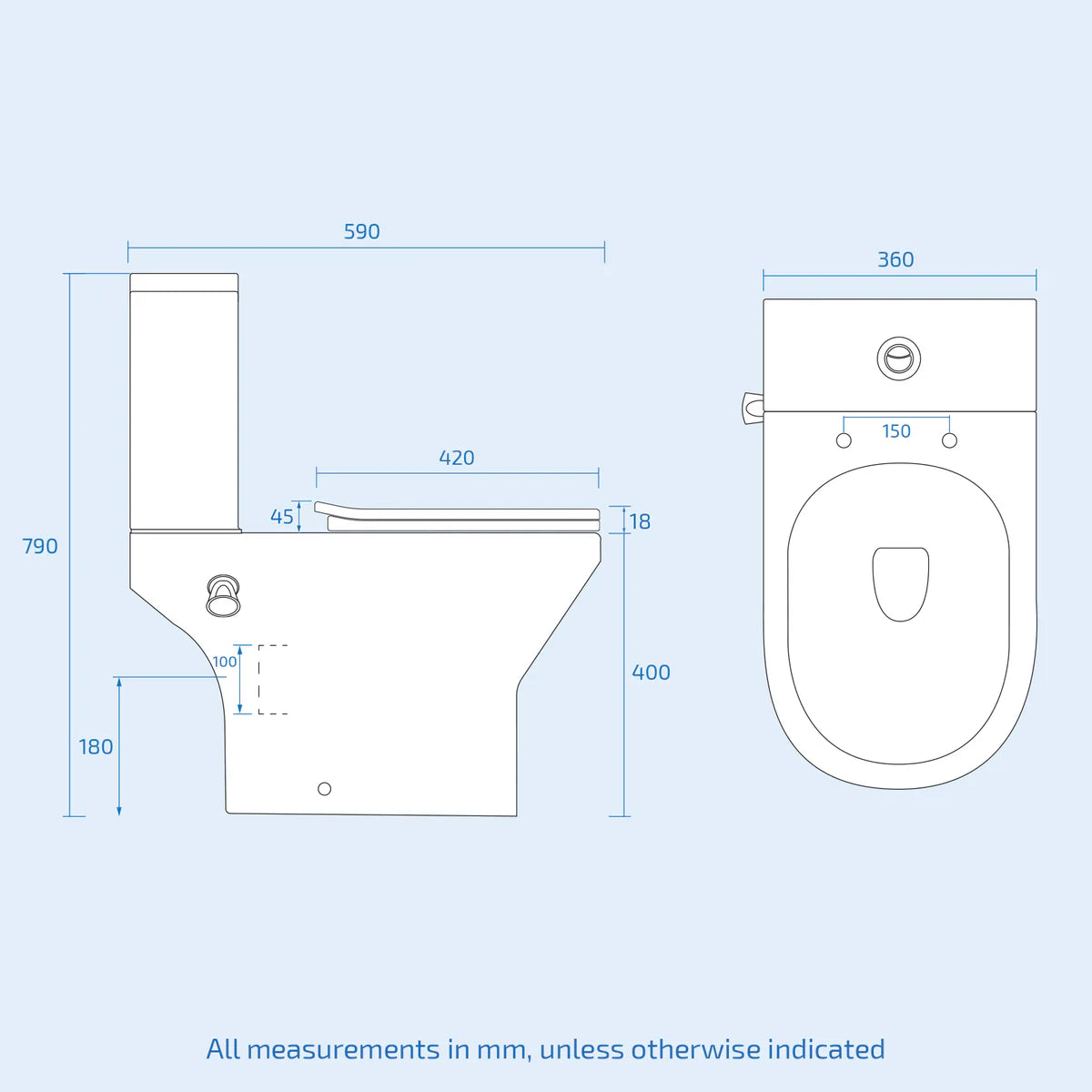 Round Rimless Close Coupled Ceramic Toilet With Integrated Bidet Valve