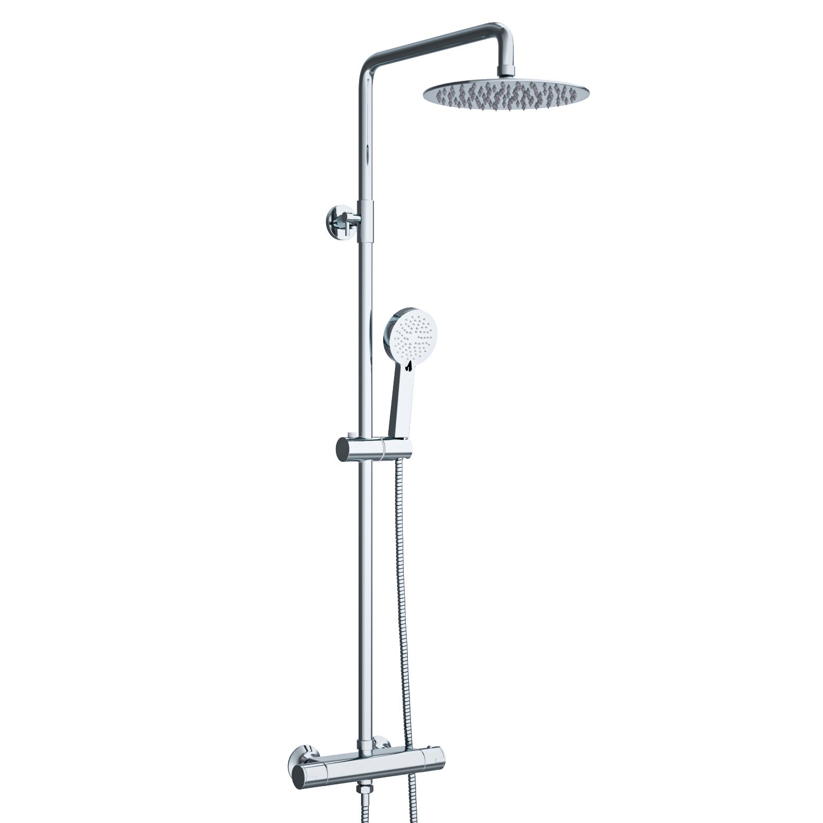 Modern Round Exposed Thermostatic Mixer Shower Set With Shower Head and Handheld