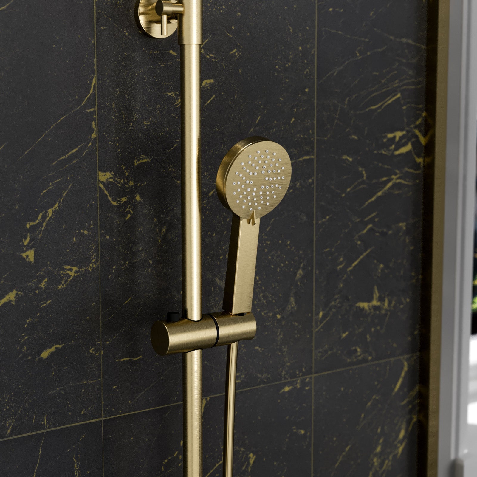 Brushed Brass Round Exposed Thermostatic Shower Kit