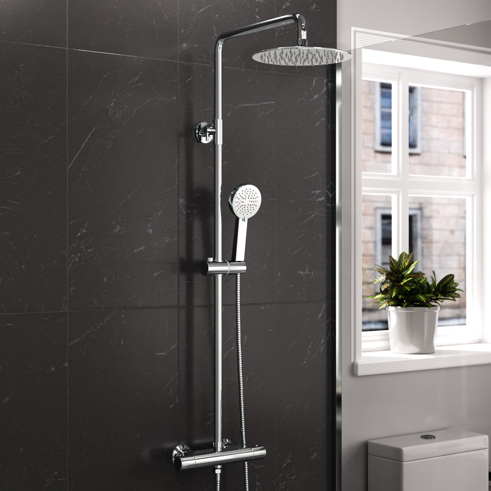 Modern Round Exposed 2 Way Thermostatic Mixer Shower Set With Easy Fittings
