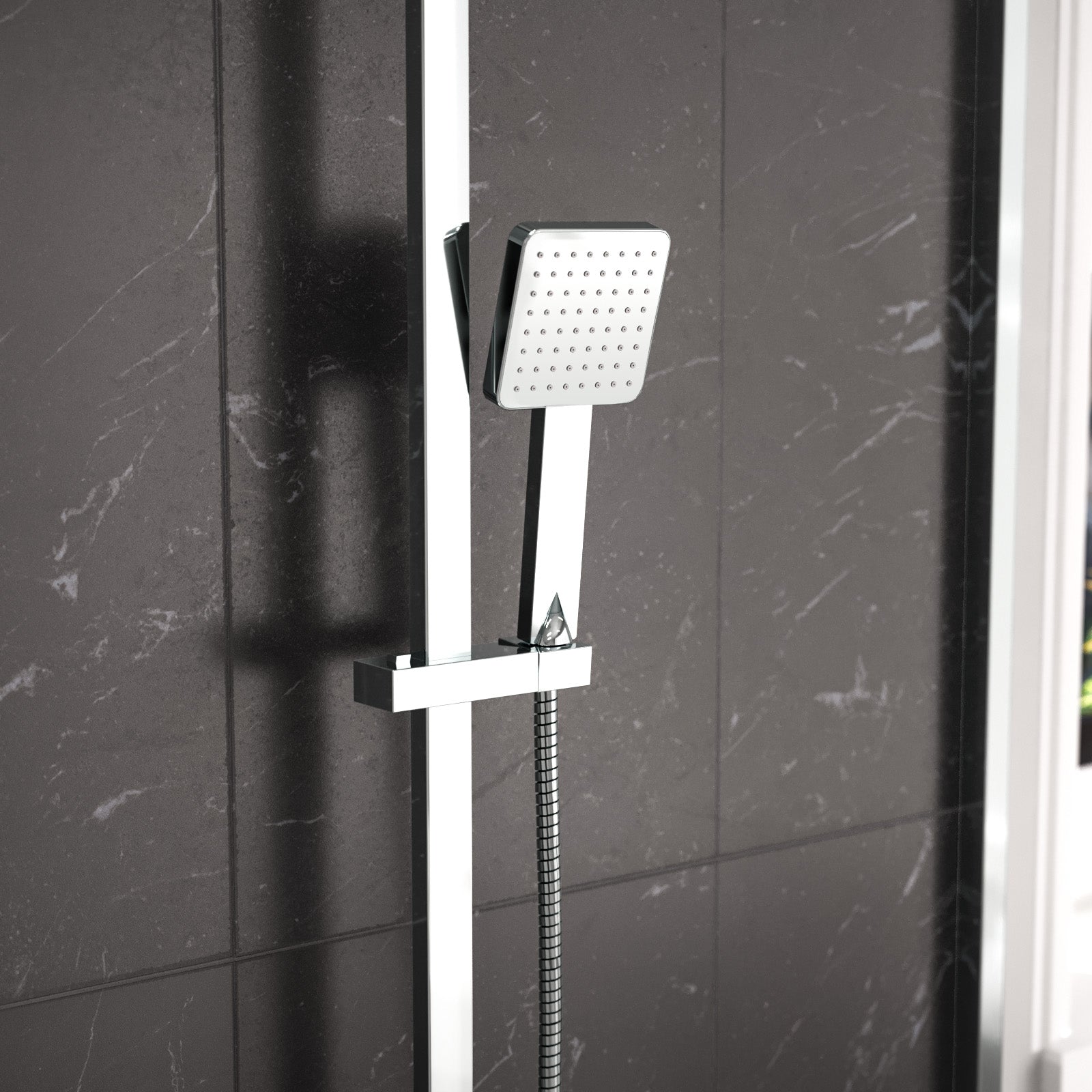 Modern Square Exposed Thermostatic Mixer Shower Set Shower Head and Handheld