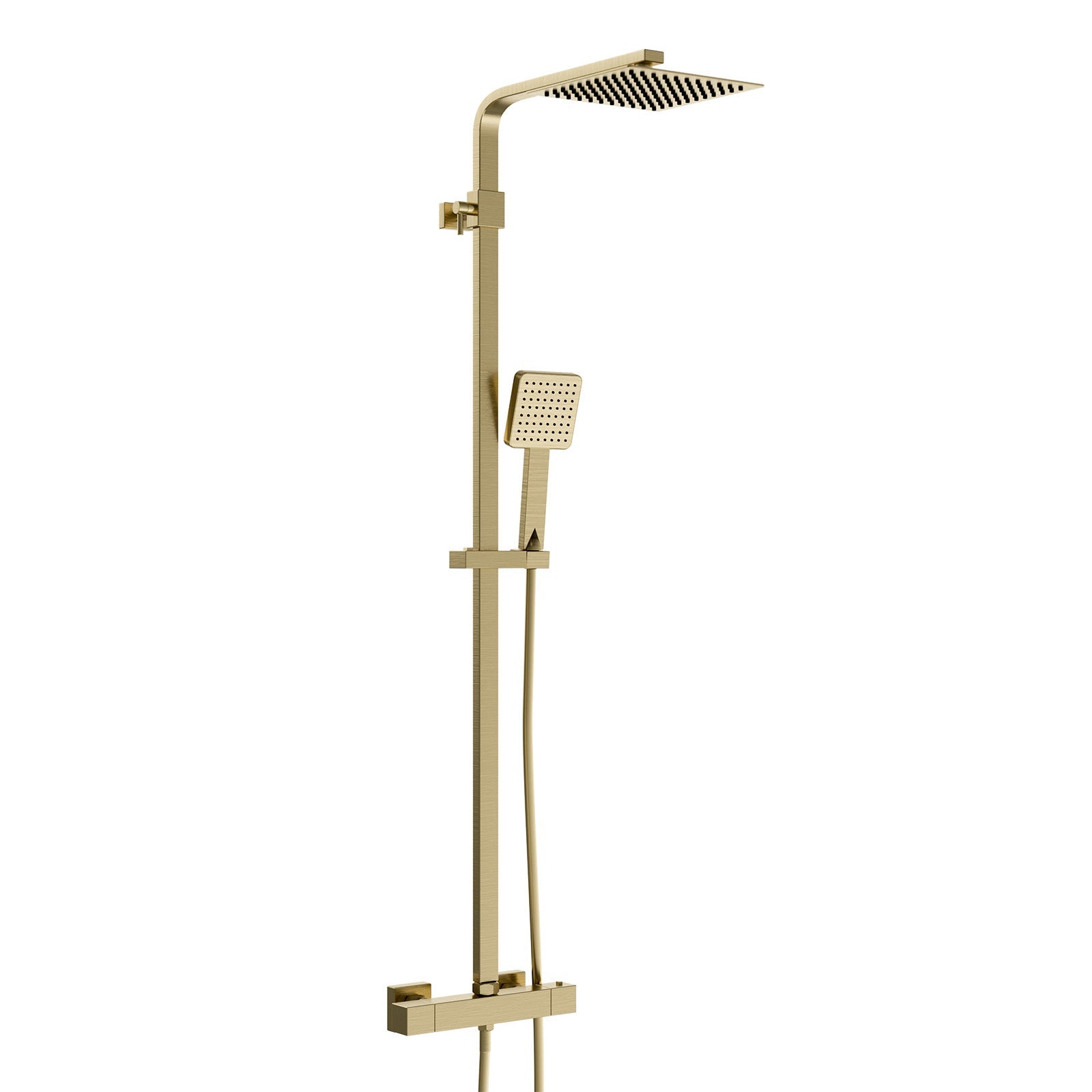 Brushed Brass Square Exposed Thermostatic Shower Kit