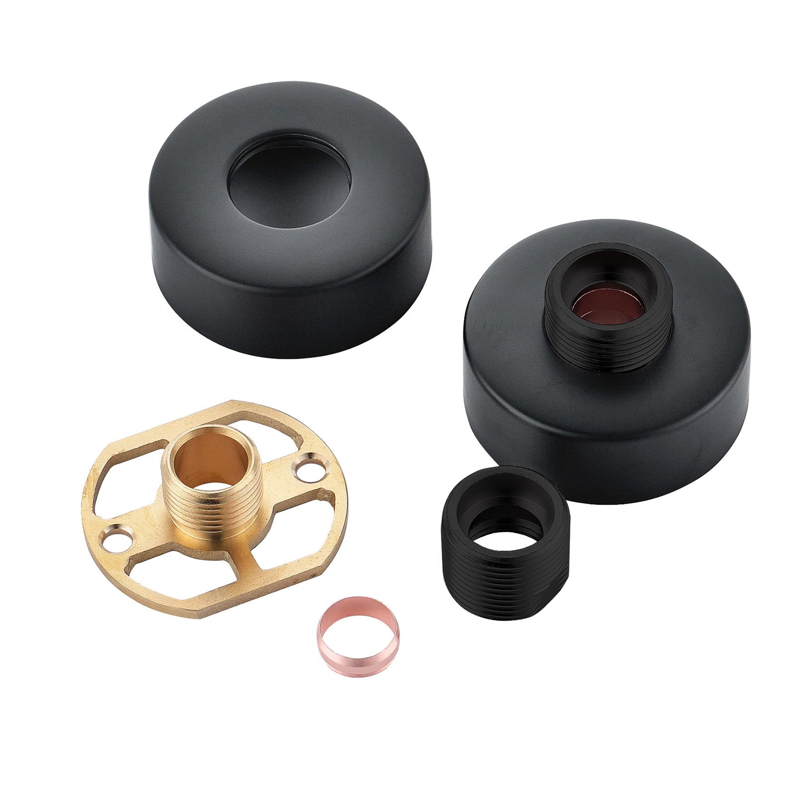 Round Wall Mounted Fitting Kit Black For Shower Mixer Valve & Taps