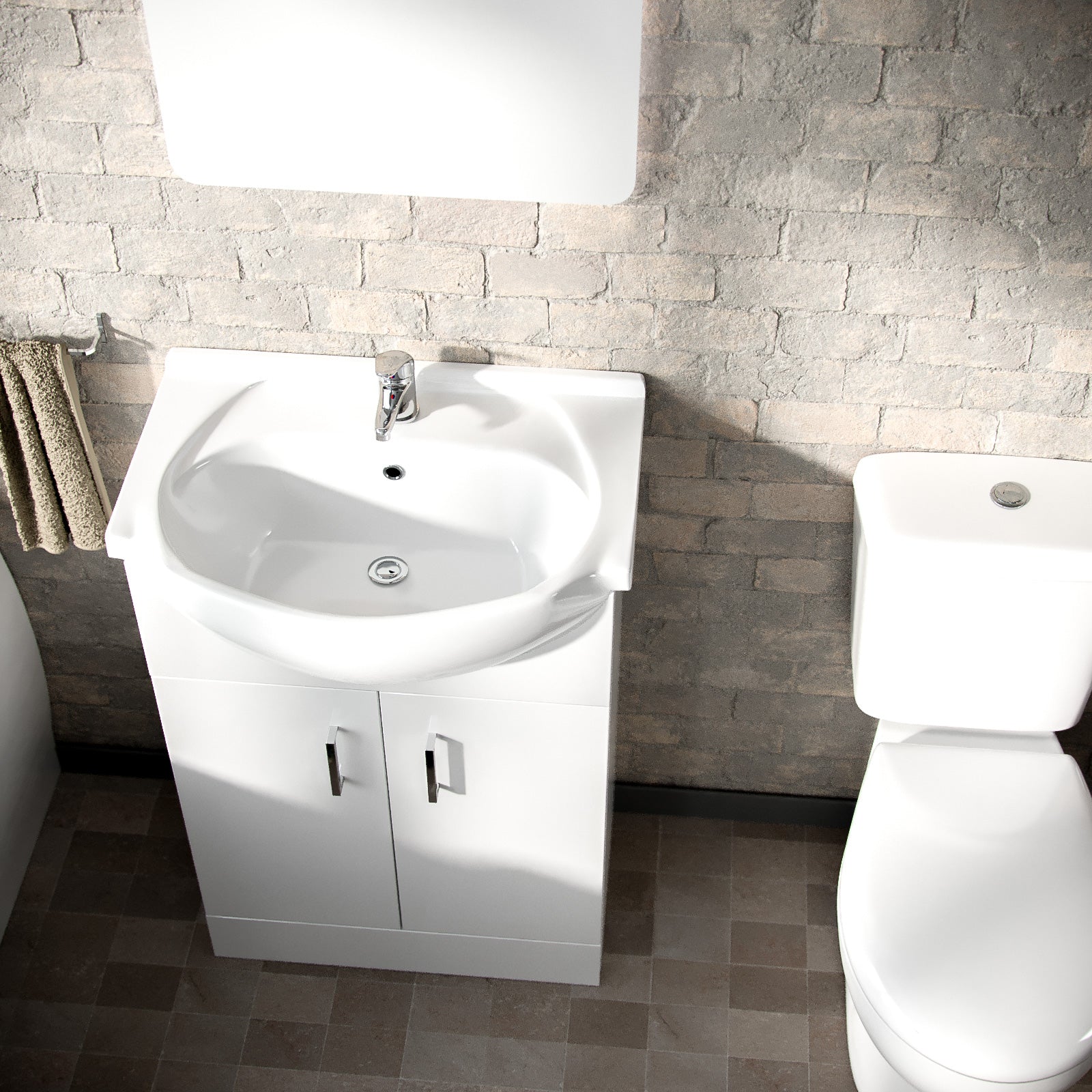 Senore 1700mm Straight Bath Vanity Basin Unit & Close Coupled Toilet White