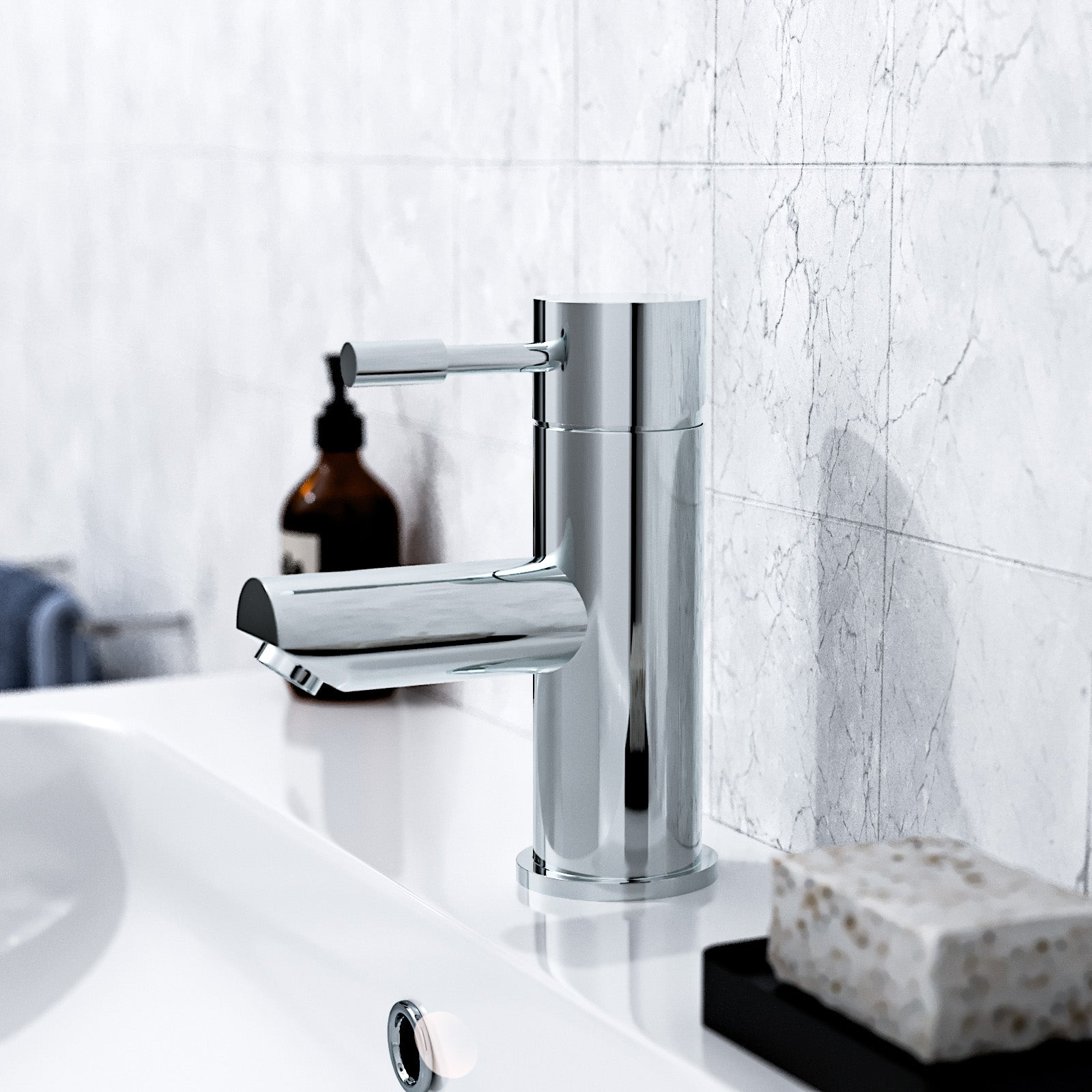 Marc Modern Chrome Cloakroom Basin Single Lever Mixer Tap With Waste