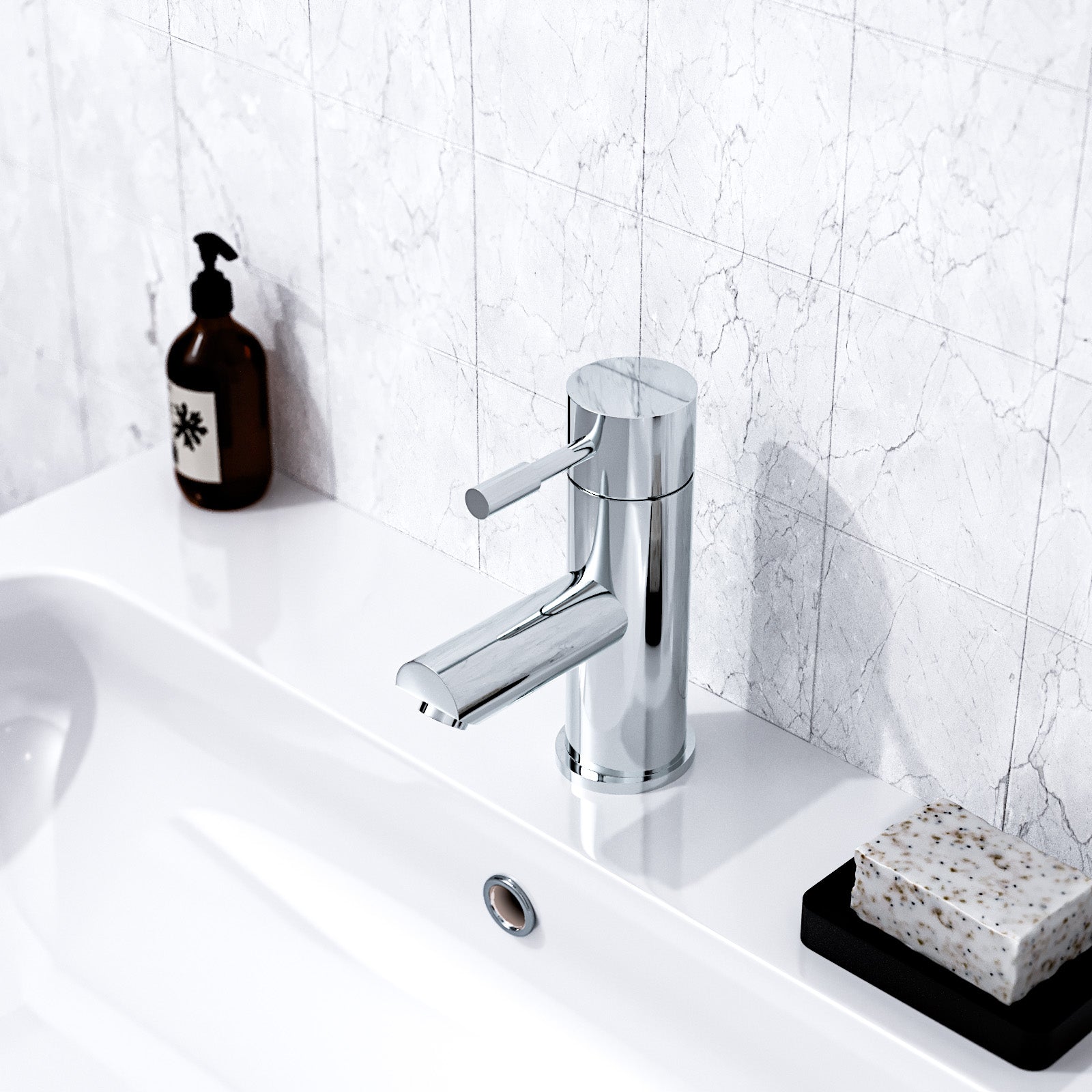 Marc Modern Chrome Cloakroom Basin Single Lever Mixer Tap With Waste