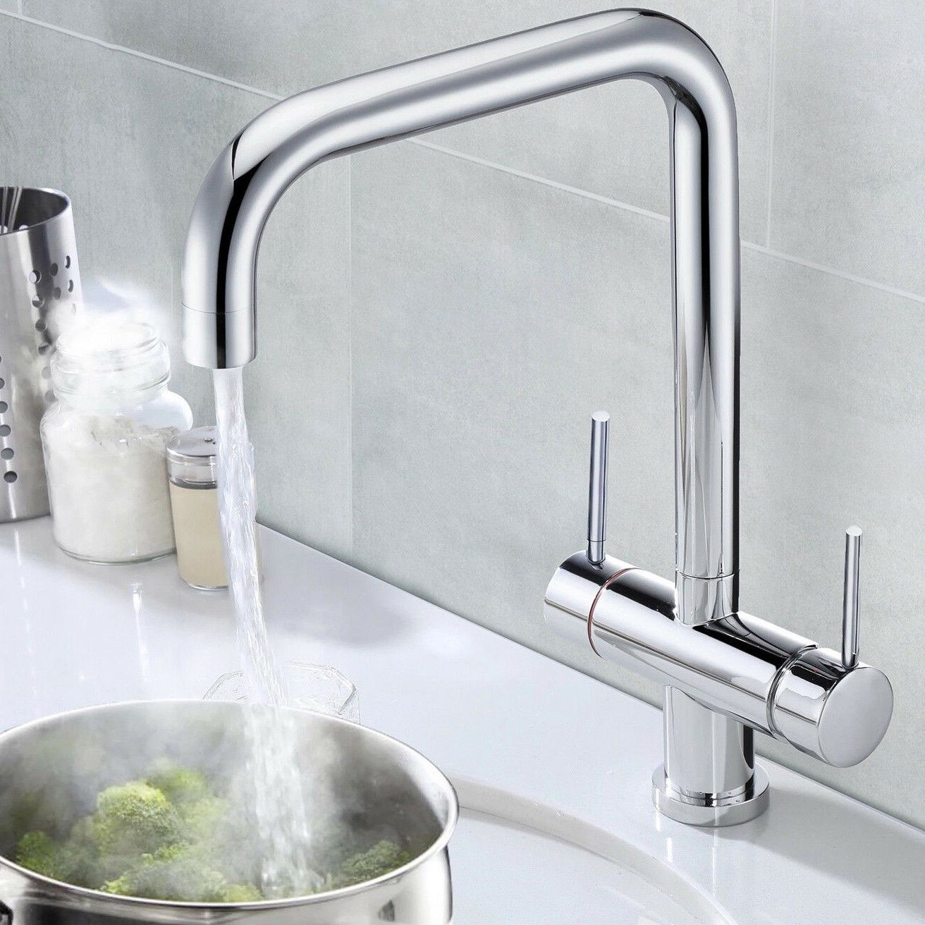 Alexander 3 in 1 Instant Boiling Hot Water Kitchen Tap Chrome, Tap Only with Cool Touch