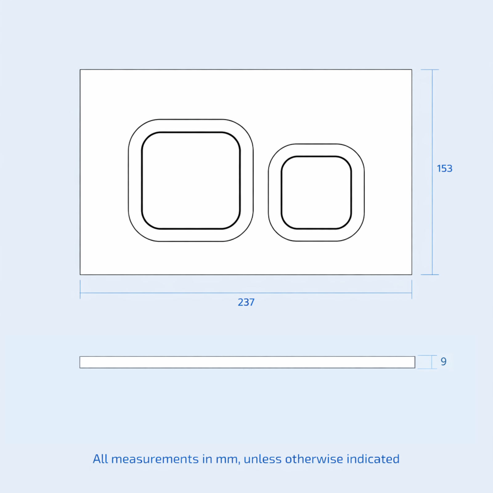 Chrome Square Push Button Dual Flush Plate