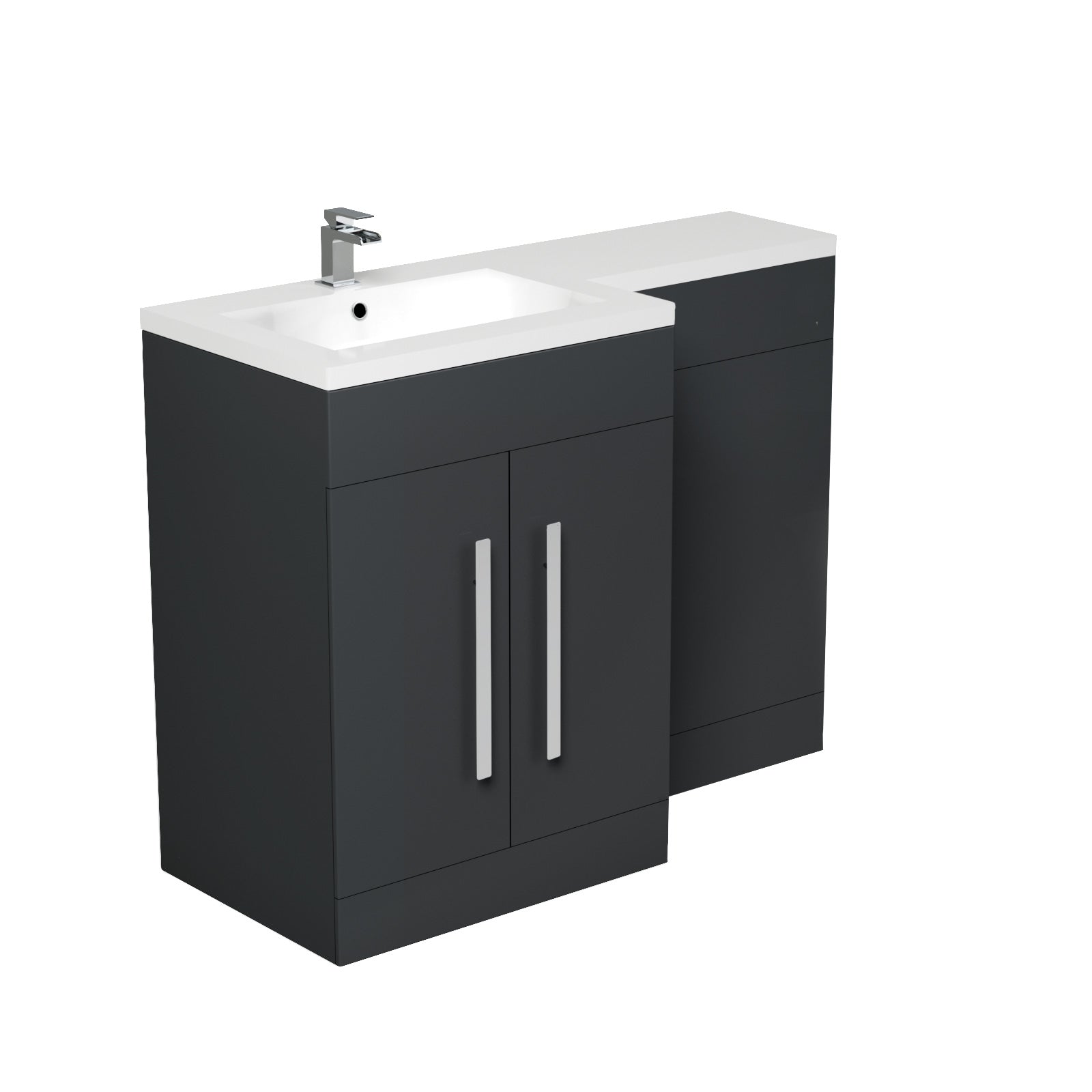 Aric Grey 1100mm LH Freestanding Vanity. WC Unit & Basin Flat Pack