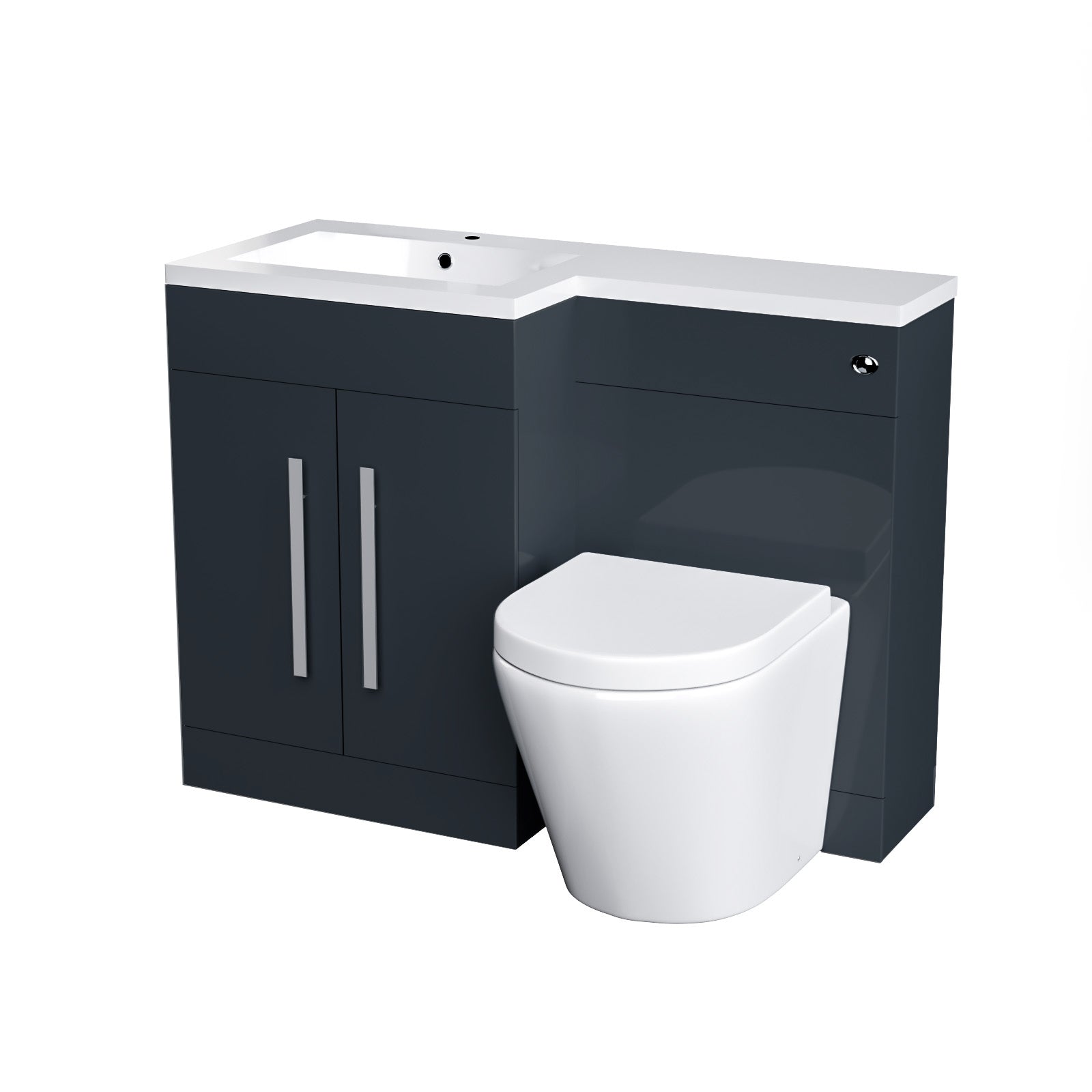 Aric 1100mm LH Freestanding Grey Vanity WC Unit with Basin & BTW Rimless Toilet Flat Pack