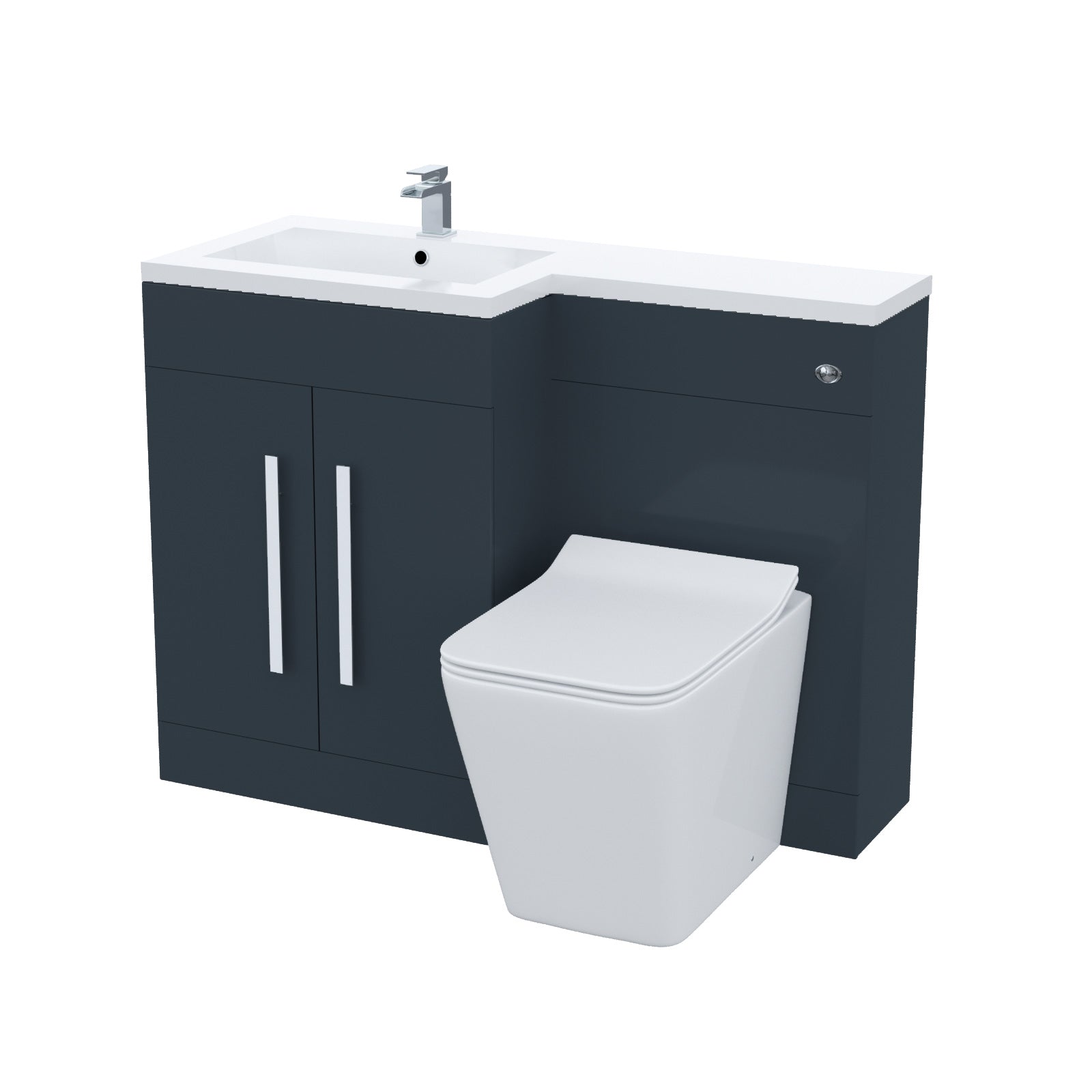 Aric 1100mm LH BTW Toilet, WC Unit & Resin Basin Grey Flat Pack