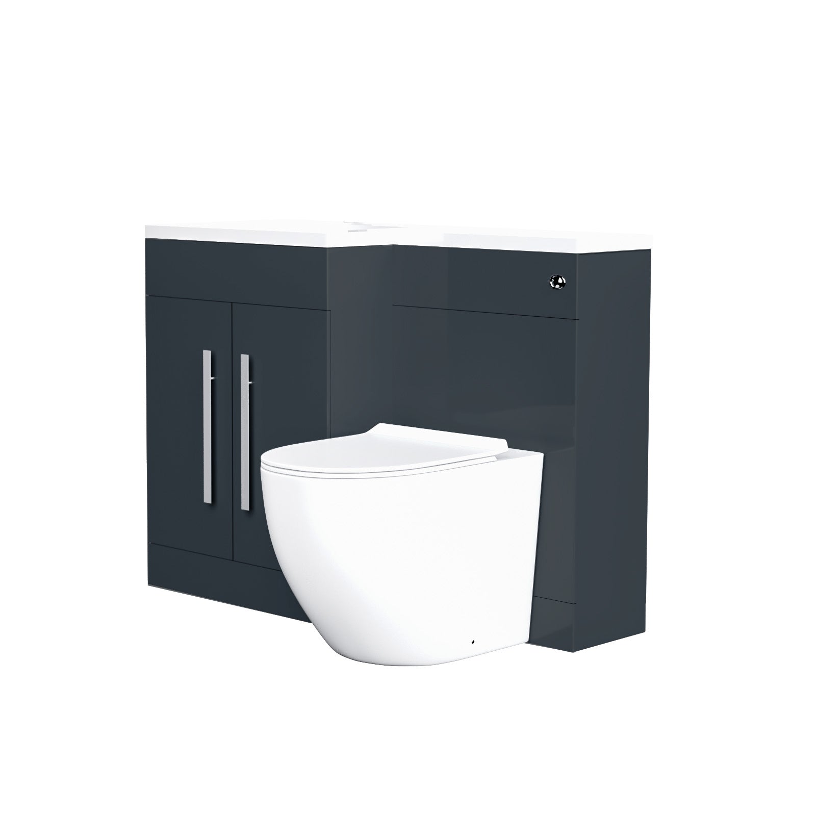 Aric 1100mm LH Freestanding Grey Vanity with BTW Toilet, WC & Basin Flat Pack