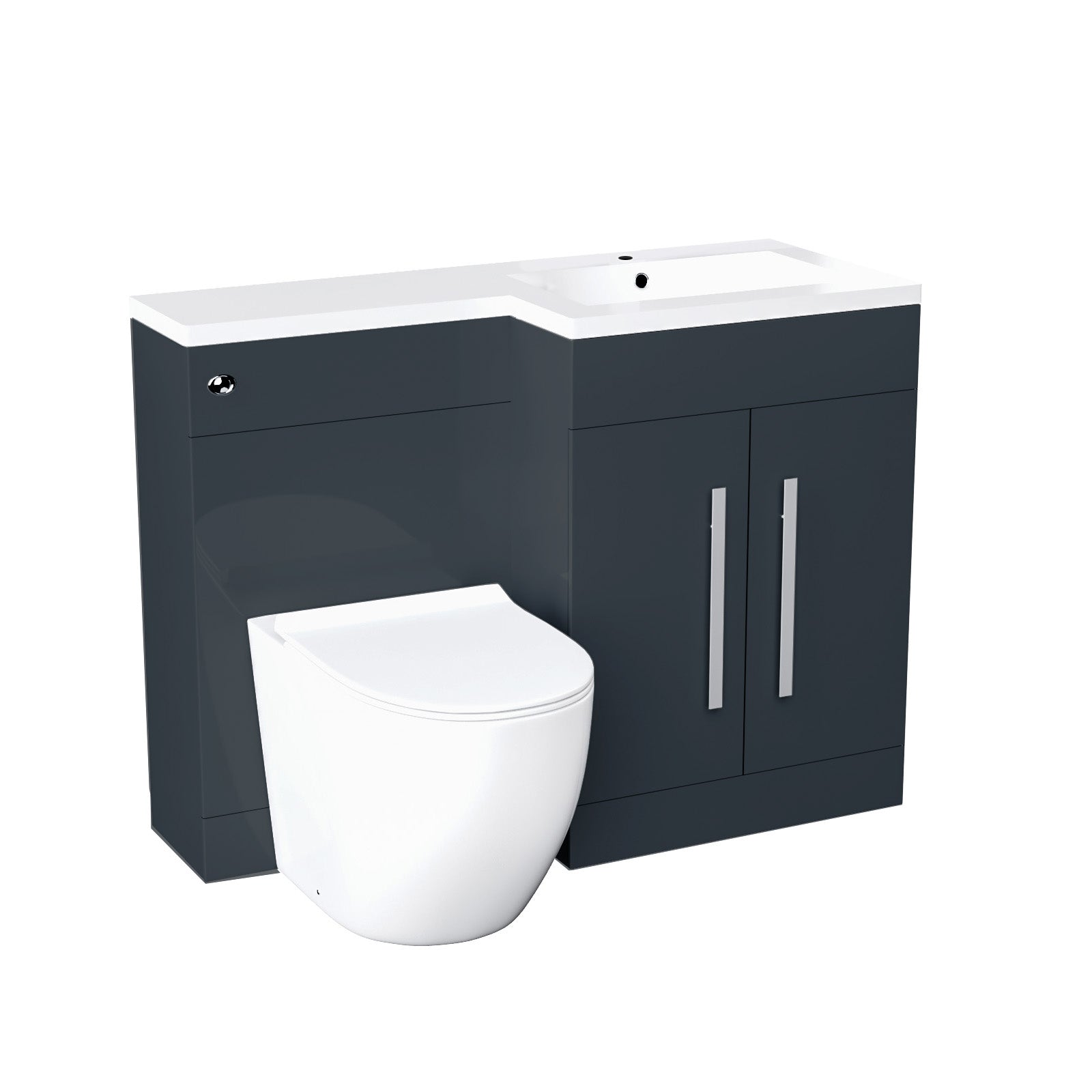 Aric 1100mm RH Freestanding Grey Vanity with BTW Toilet, WC and Basin