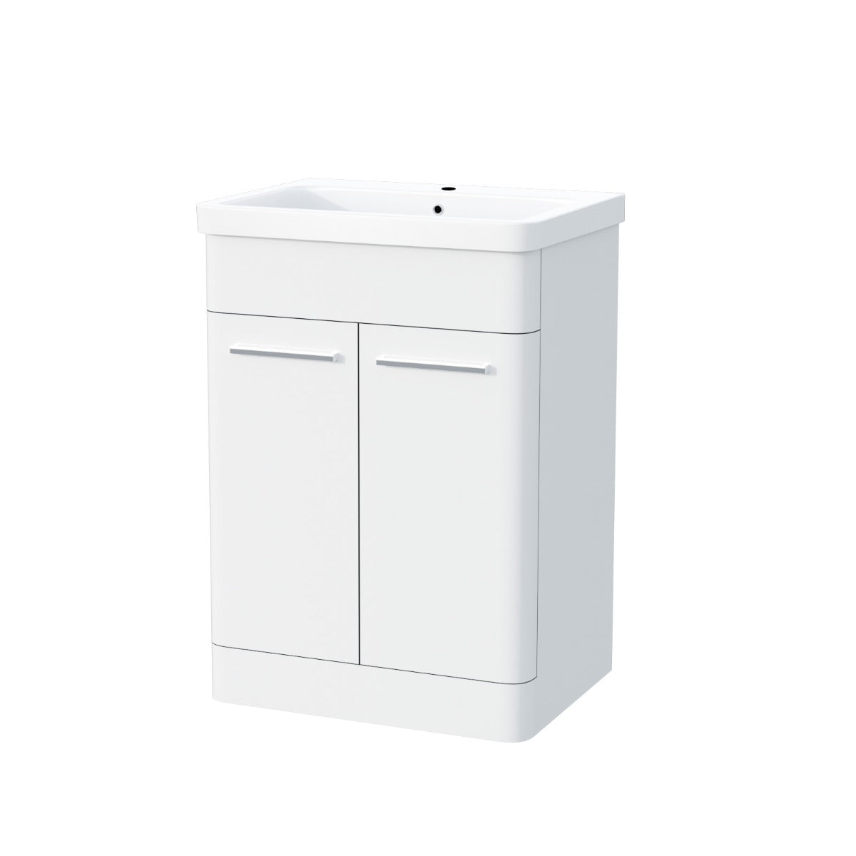 Afern 600mm MDF Vanity Unit Cabinet & Wash Ceramic Basin White - Flat Pack