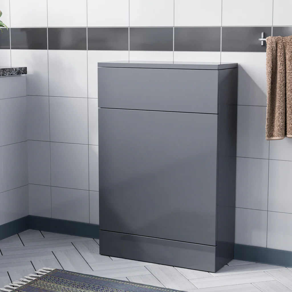 Nanuya Steel Grey 500mm Freestanding Back To Wall WC Unit Bathroom - Flat Pack