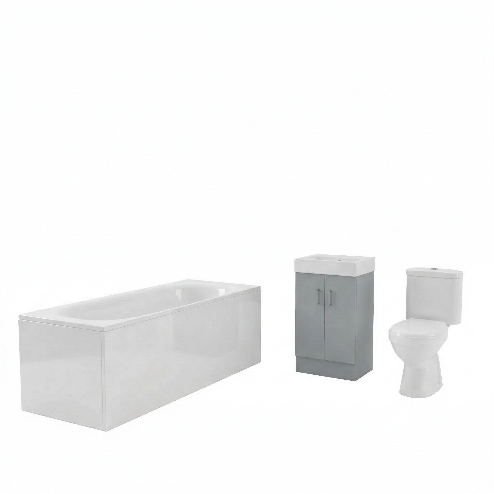 Nanuya Matte Grey 450mm Basin Vanity Toilet & Round Bath With Panels Flat Pack