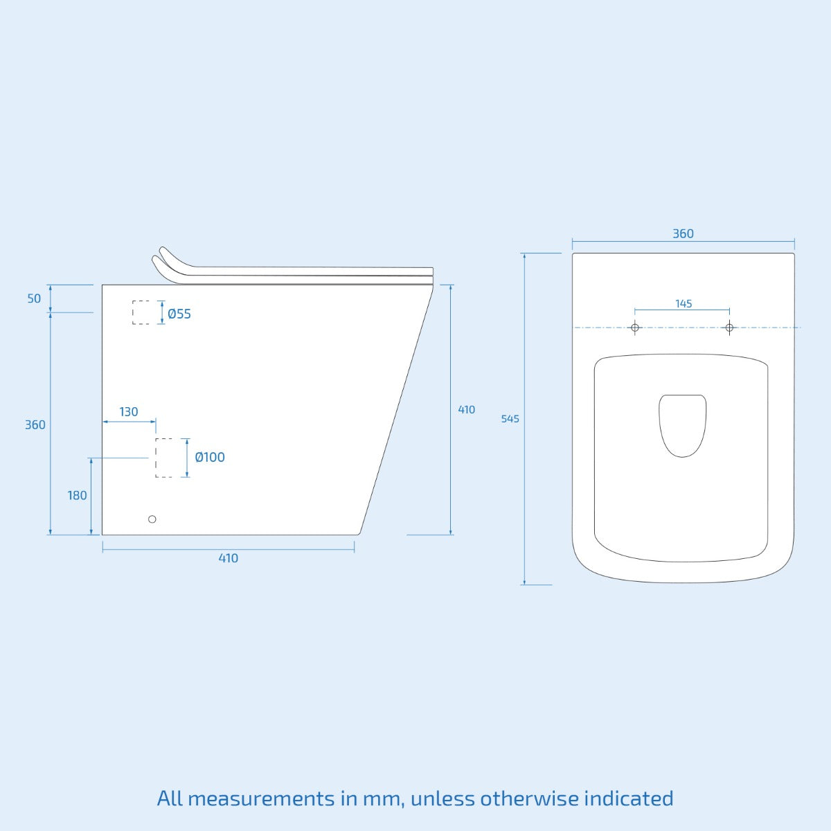 Bretford White 2 in 1 500mm Combined Space Save Wash Basin & Square Toilet
