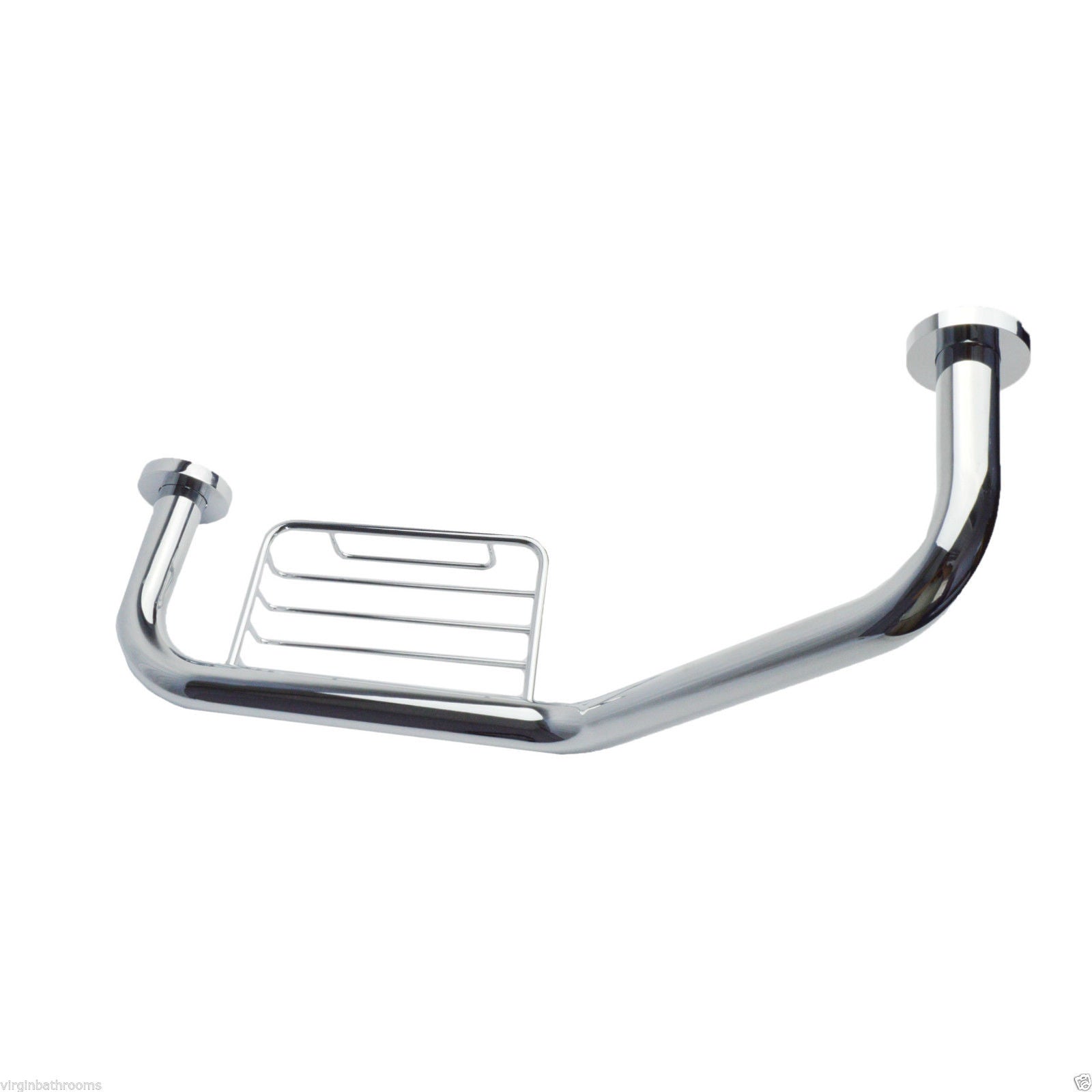 Bathroom Angled Grab Bar With Soap Dish - 440mm