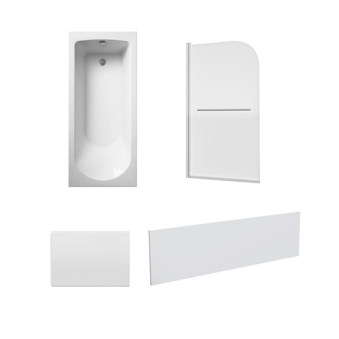 Harris 1700 x 700mm Round Single Ended Bath & Legs White