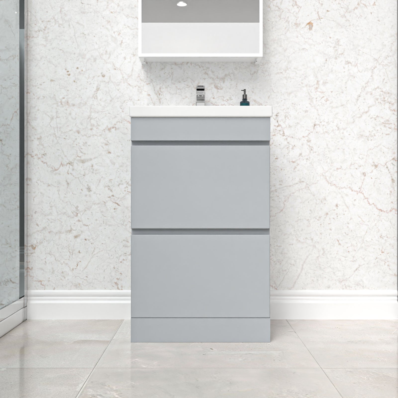 Alaska Matte Grey 500mm 2 Drawer Floorstanding Vanity Cabinet and Basin