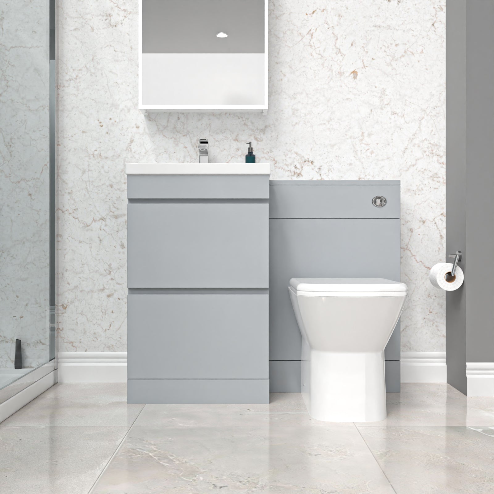 Alaska Freestanding Matte Grey 500mm 2 Drawers Vanity, WC Unit & BTW Toilet