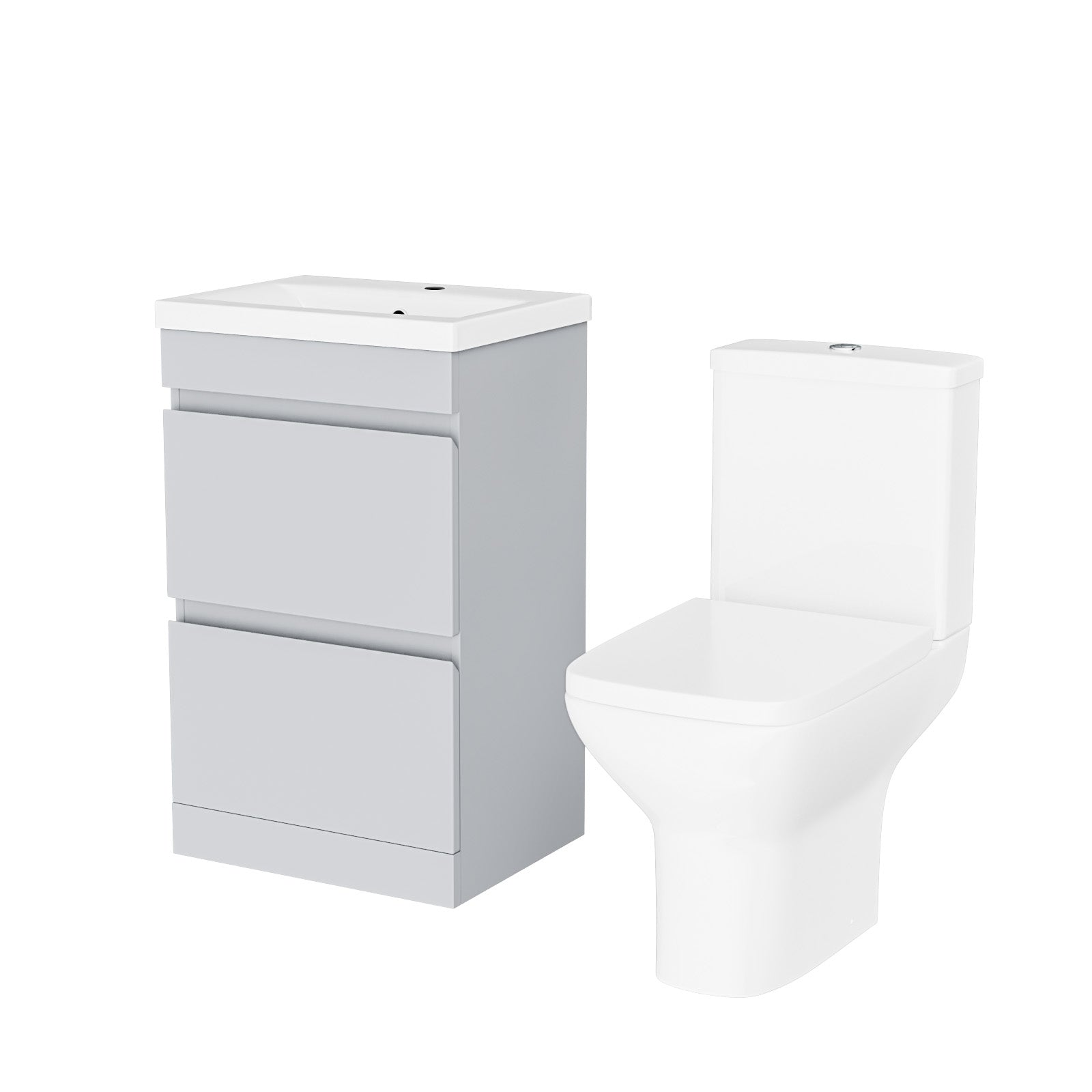 Alaska 500mm Matte Grey Drawers Basin Vanity & Close Coupled Toilet Set