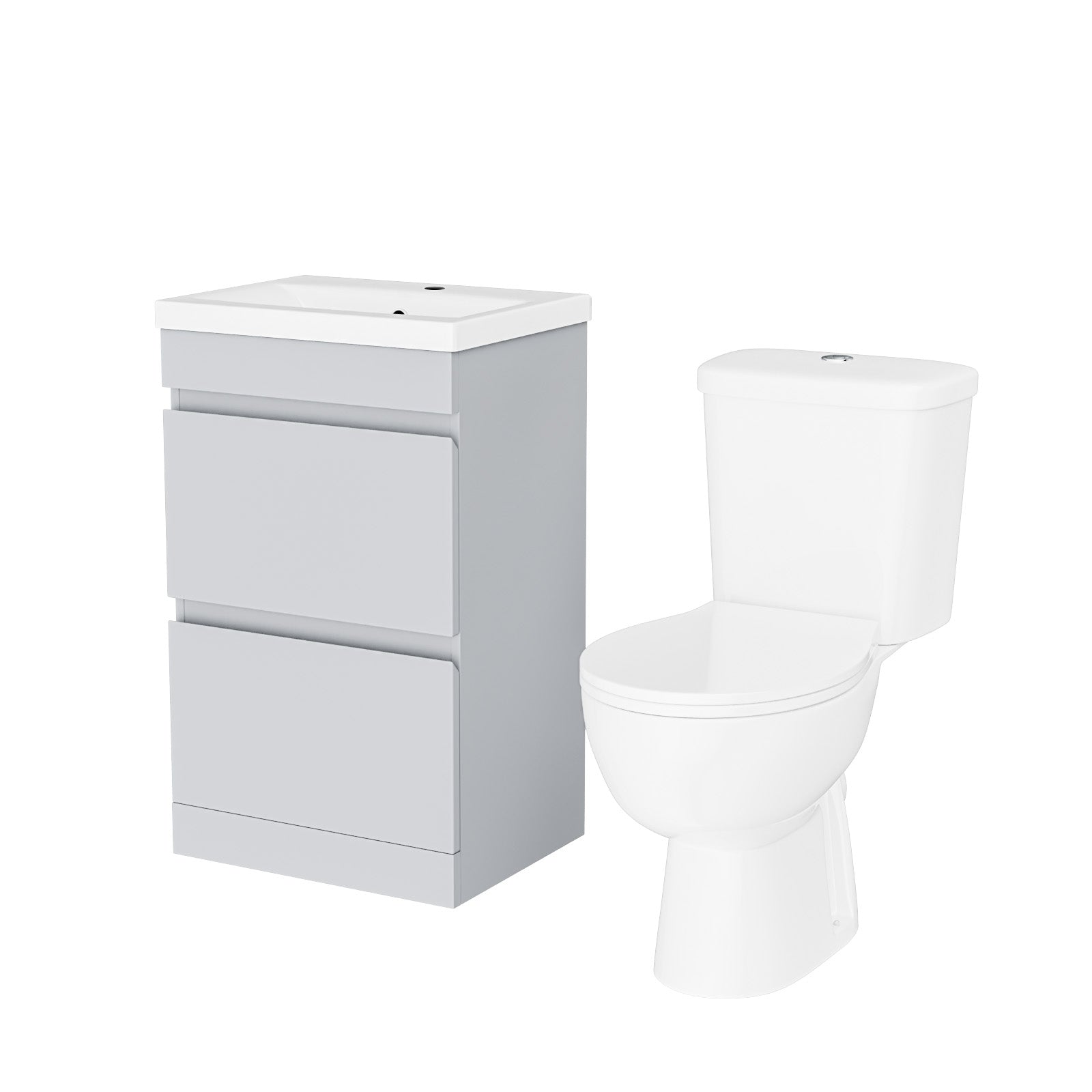 Alaska 500mm 2 Drawers Matte Grey Basin Vanity Unit & Close Coupled Toilet