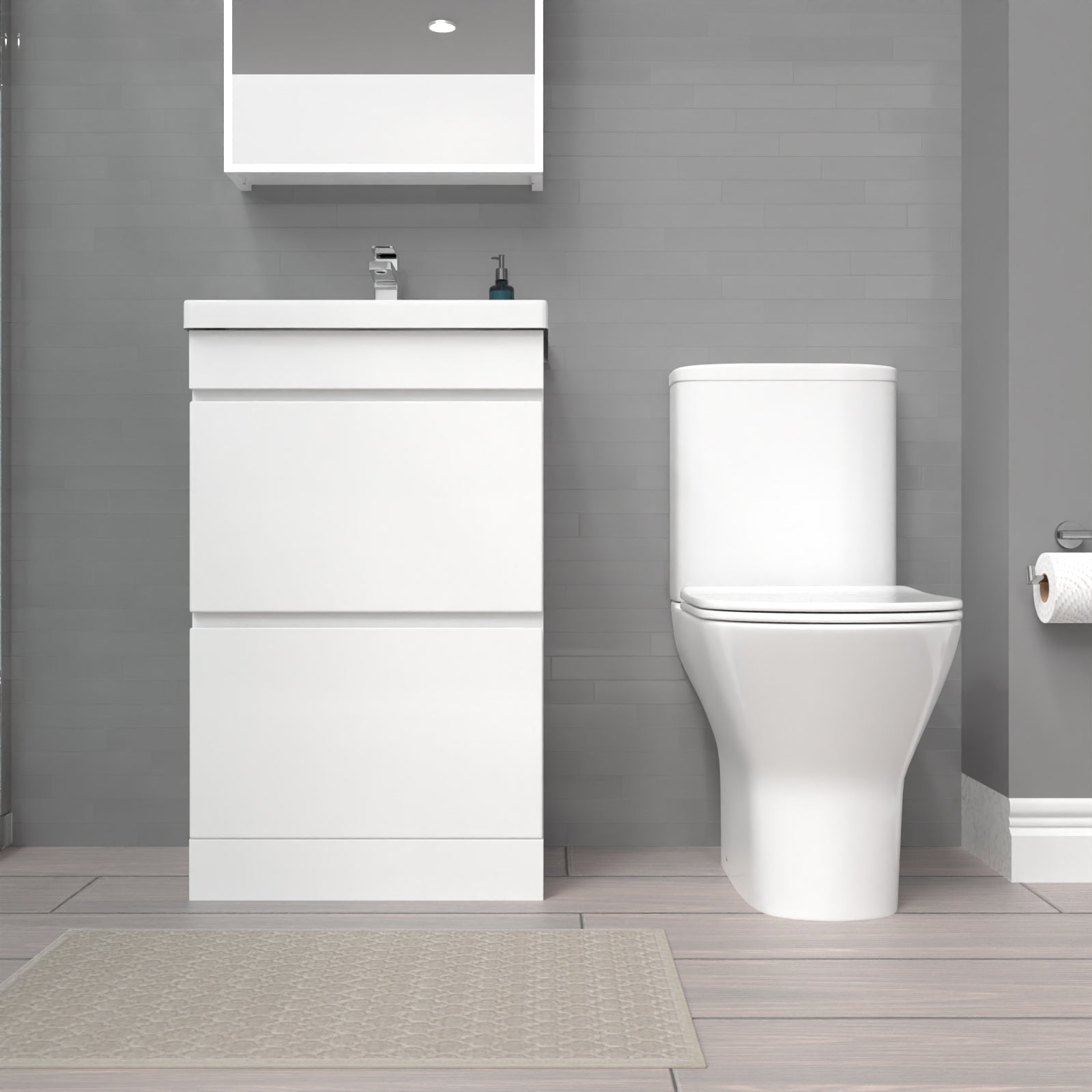 Alaska 500mm Gloss White 2 Drawers Basin Vanity & Close Coupled Toilet