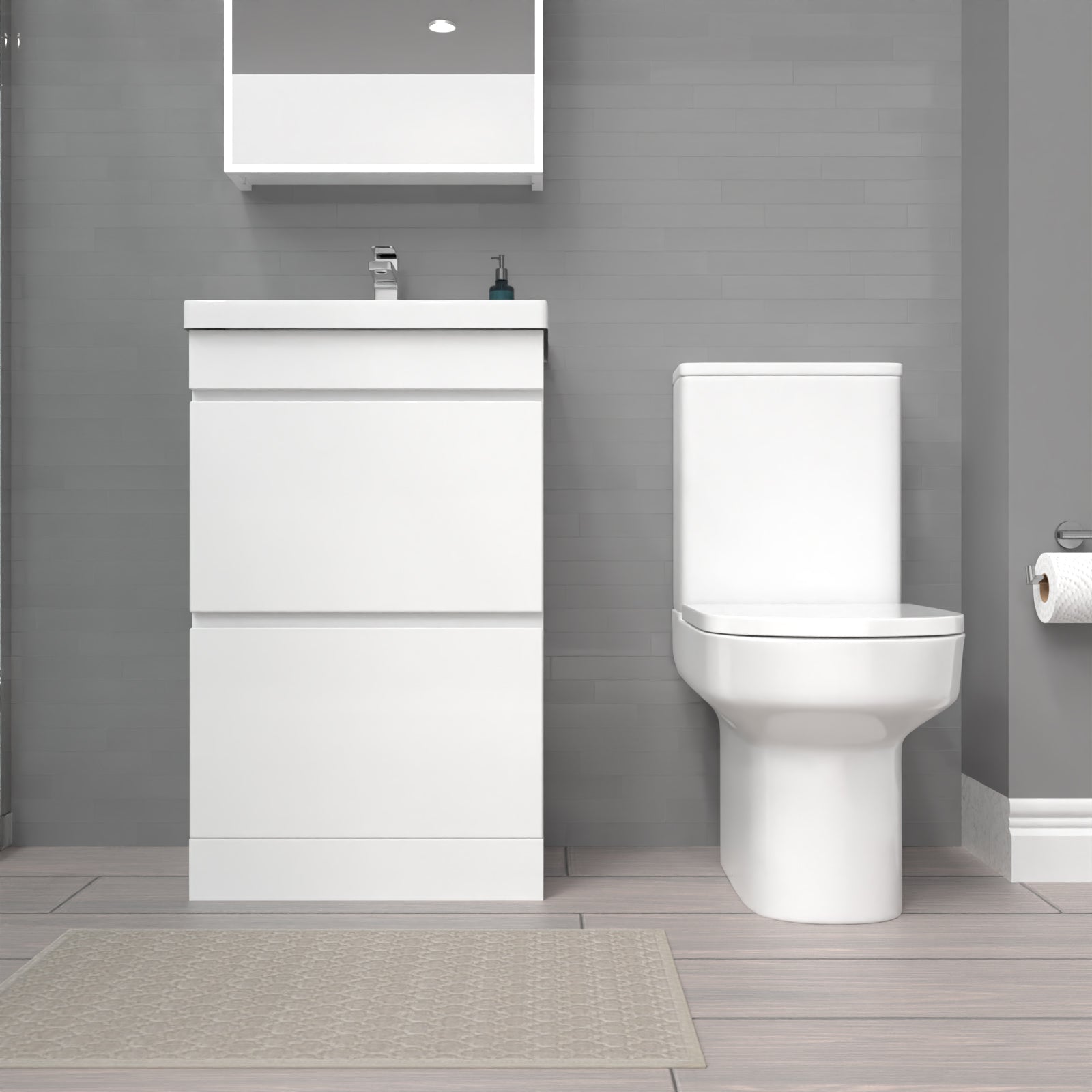 Alaska 500mm White 2 Drawers Basin Vanity & Rimless Close Couple Toilet