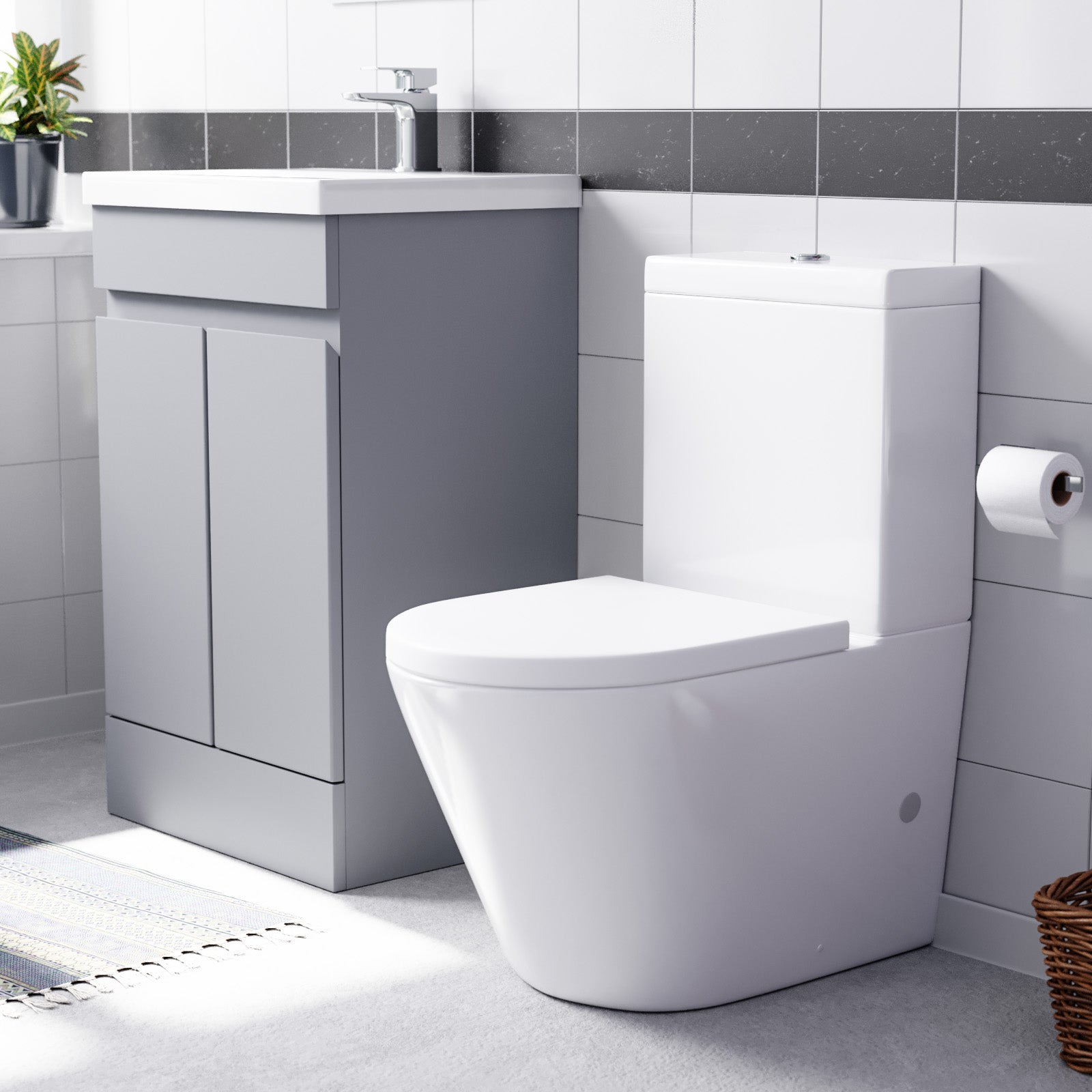 Alaska Matte Grey 500mm Freestanding Basin Vanity & Close Coupled Toilet