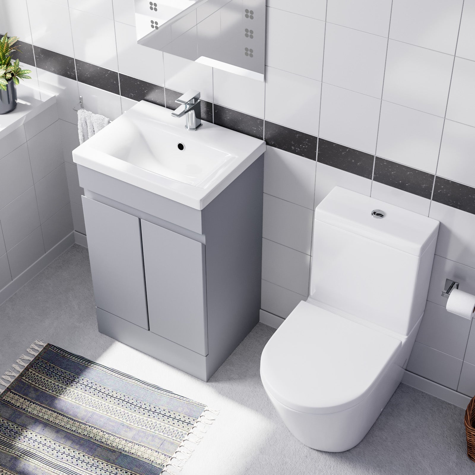 Alaska Matte Grey 500mm Freestanding Basin Vanity & Close Coupled Toilet
