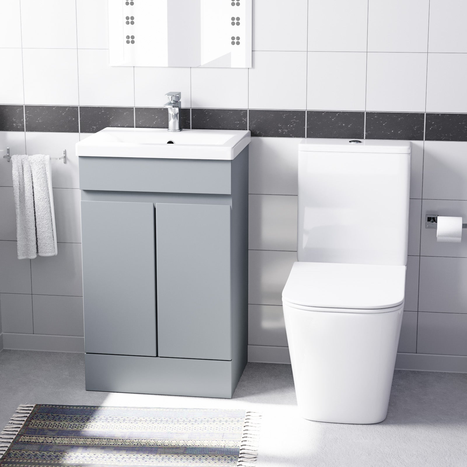 Alaska Matte Grey 500mm Freestanding Basin Vanity Unit & Close Coupled Toilet