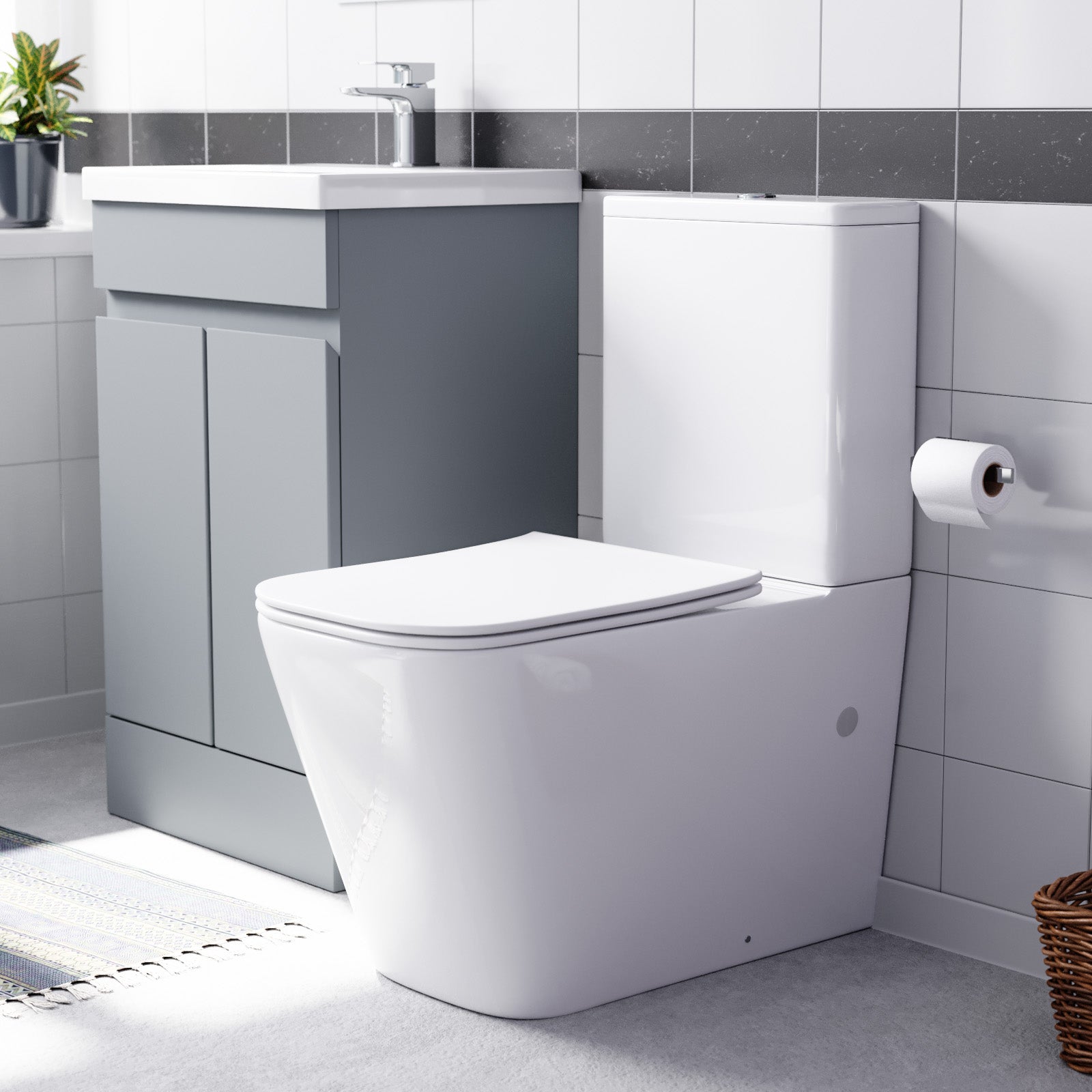 Alaska Matte Grey 500mm Freestanding Basin Vanity Unit & Close Coupled Toilet