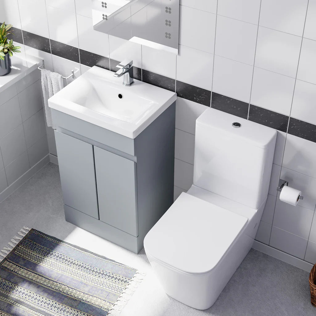 Alaska Matte Grey 500mm Freestanding Basin Vanity Unit & Close Coupled Toilet