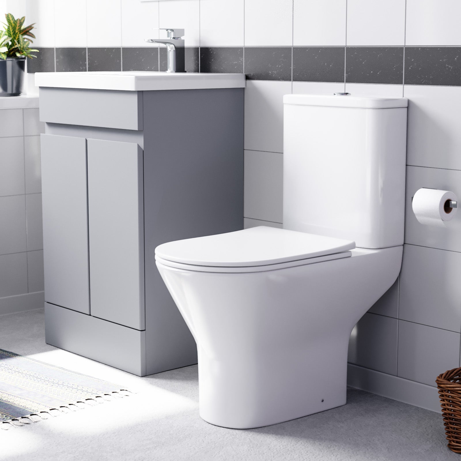 Alaska Matte Grey 500mm Basin Vanity & Close Coupled Toilet Set
