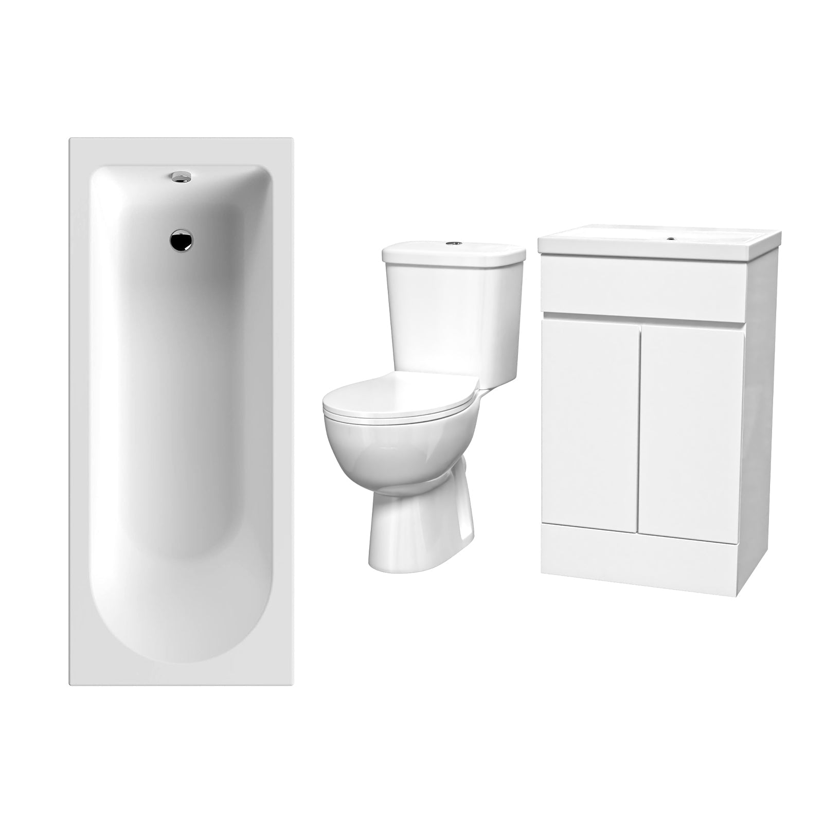 Alaska 1700mm Round Bath,500mm Freestanding Basin Vanity,Close Coupled Toilet