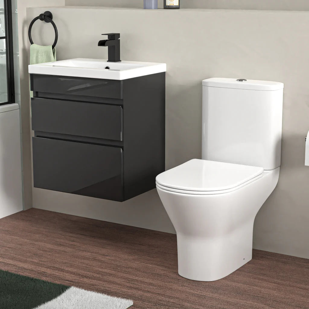Alaska 500mm Anthracite Wall Hung Vanity with Basin & Lime Toilet