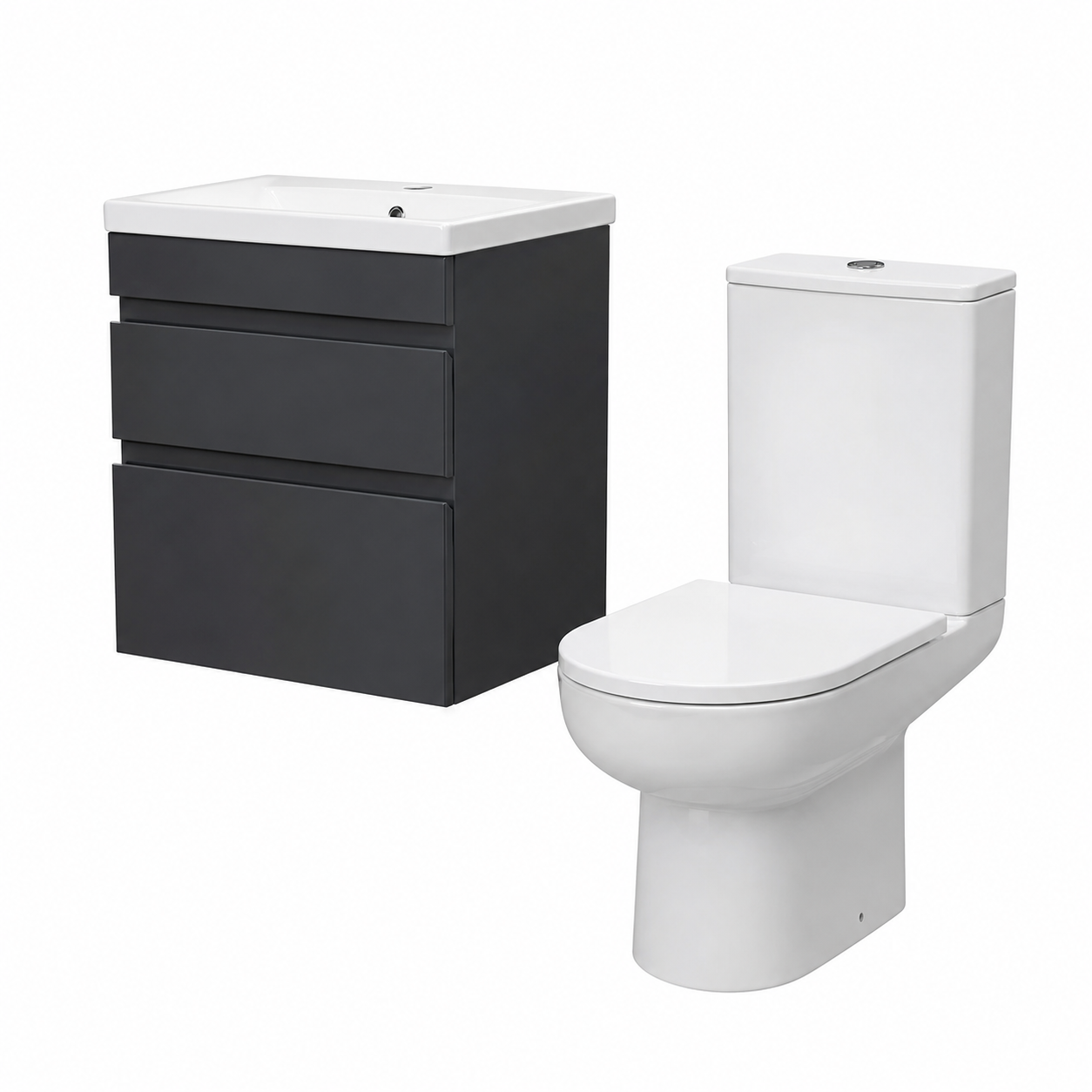 Alaska 500mm Anthracite Wall Hung Vanity with Basin & Olive Toilet
