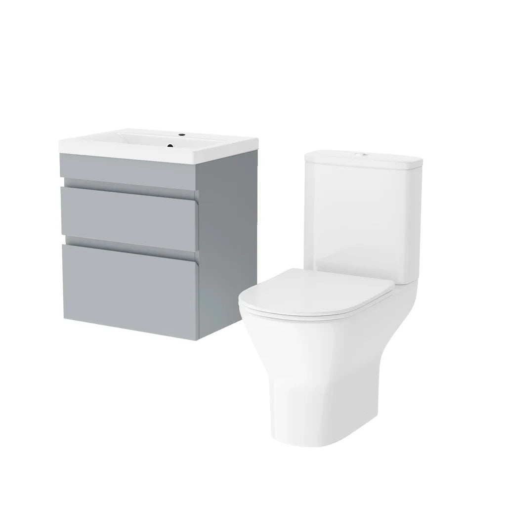 Alaska 500mm Matt Grey Wall Hung Vanity 2 Drawers with Toilet
