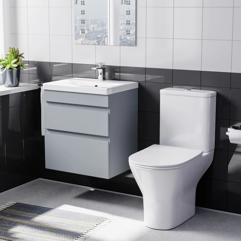 Alaska 500mm Matt Grey Wall Hung Vanity 2 Drawers with Toilet