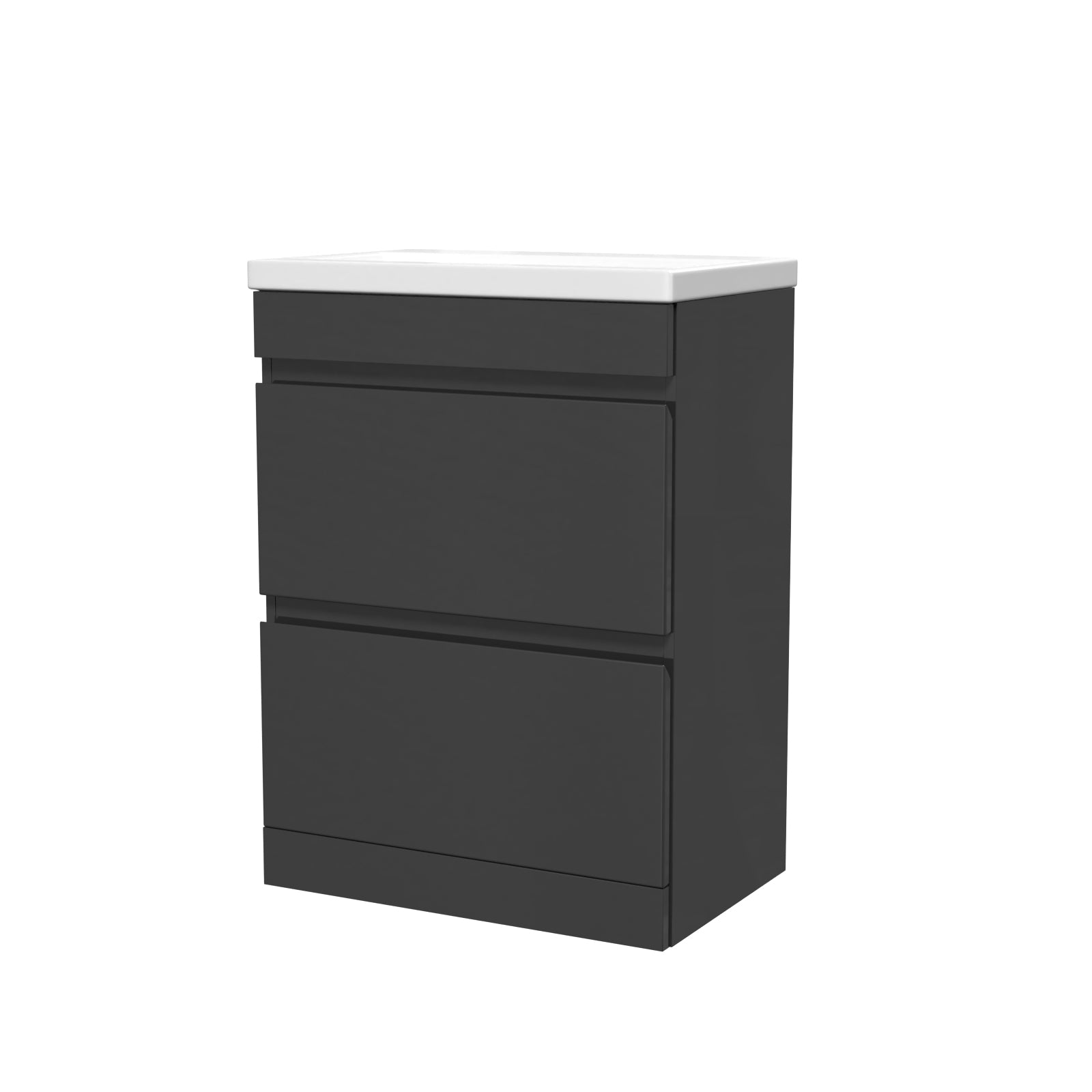 Alaska 600mm 2 Drawers Dark Grey Floorstanding Vanity Cabinet and Basin