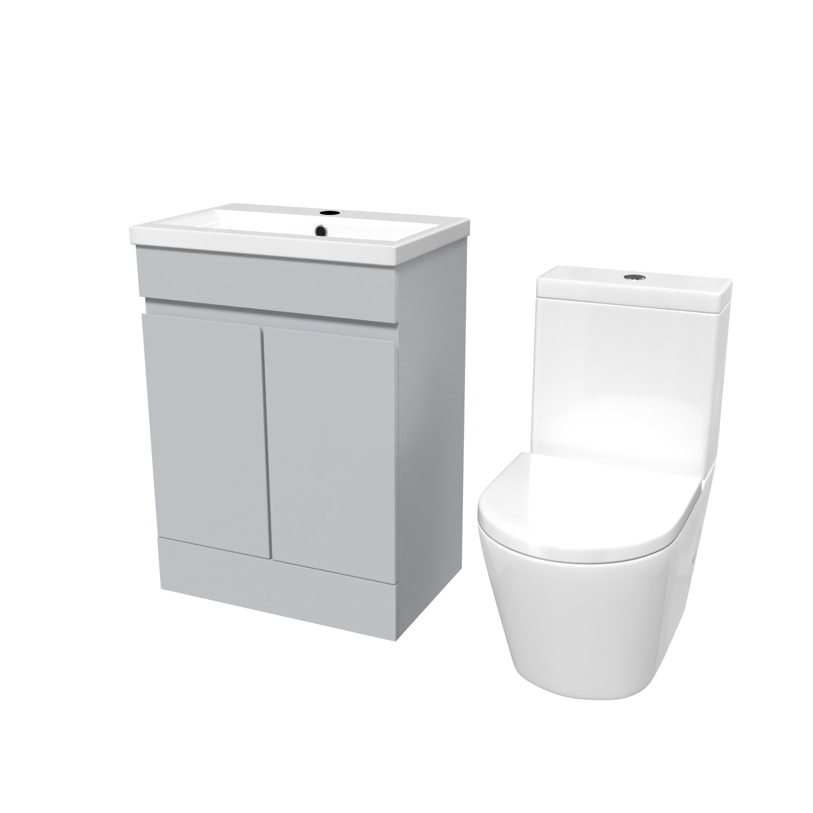 Alaska Matte Grey 600mm Freestanding Basin Vanity & Close Coupled Toilet